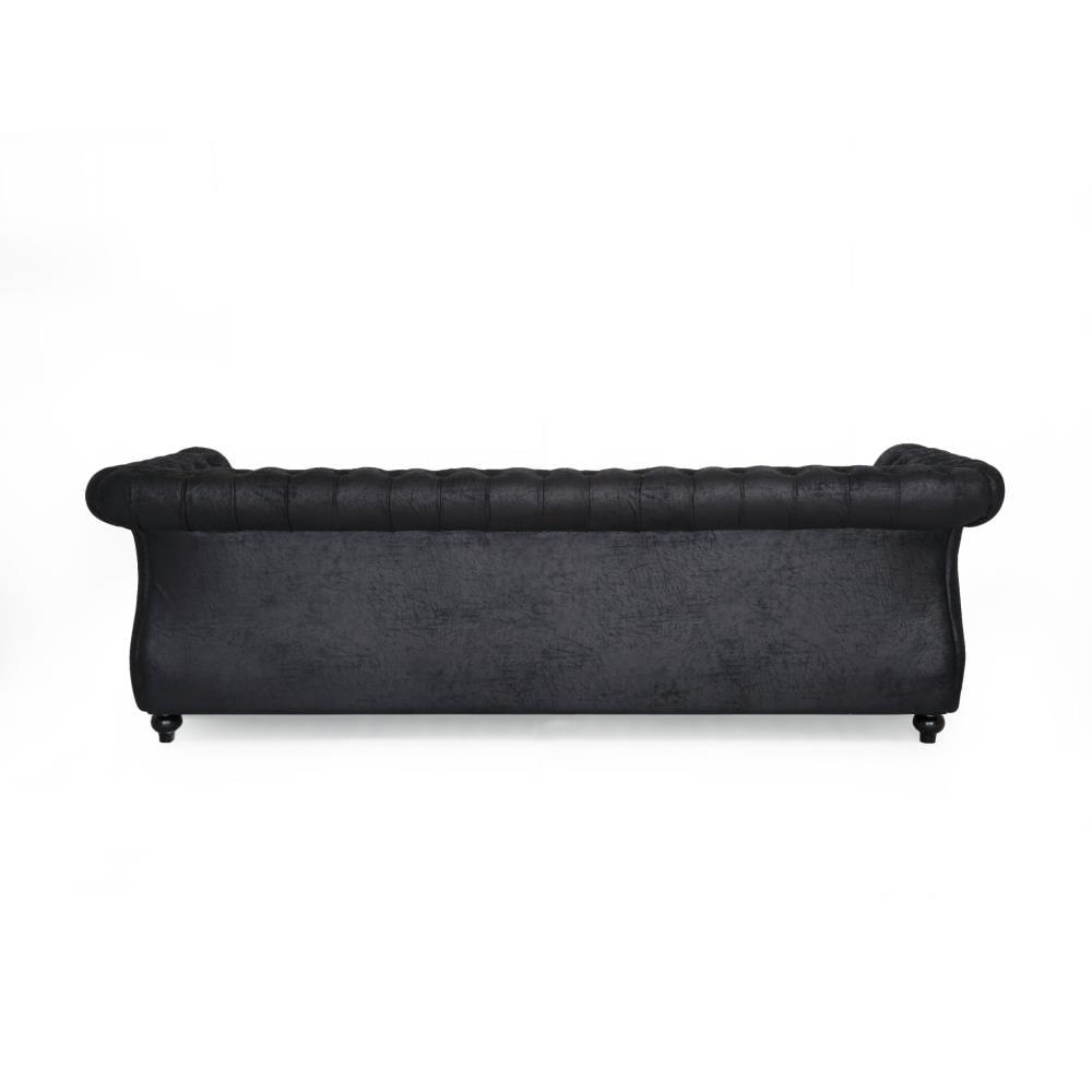 Somerville Chesterfield Sofa Black - Christopher Knight Home: Elegant Faux Leather, Nailhead Trim, Tufted Design