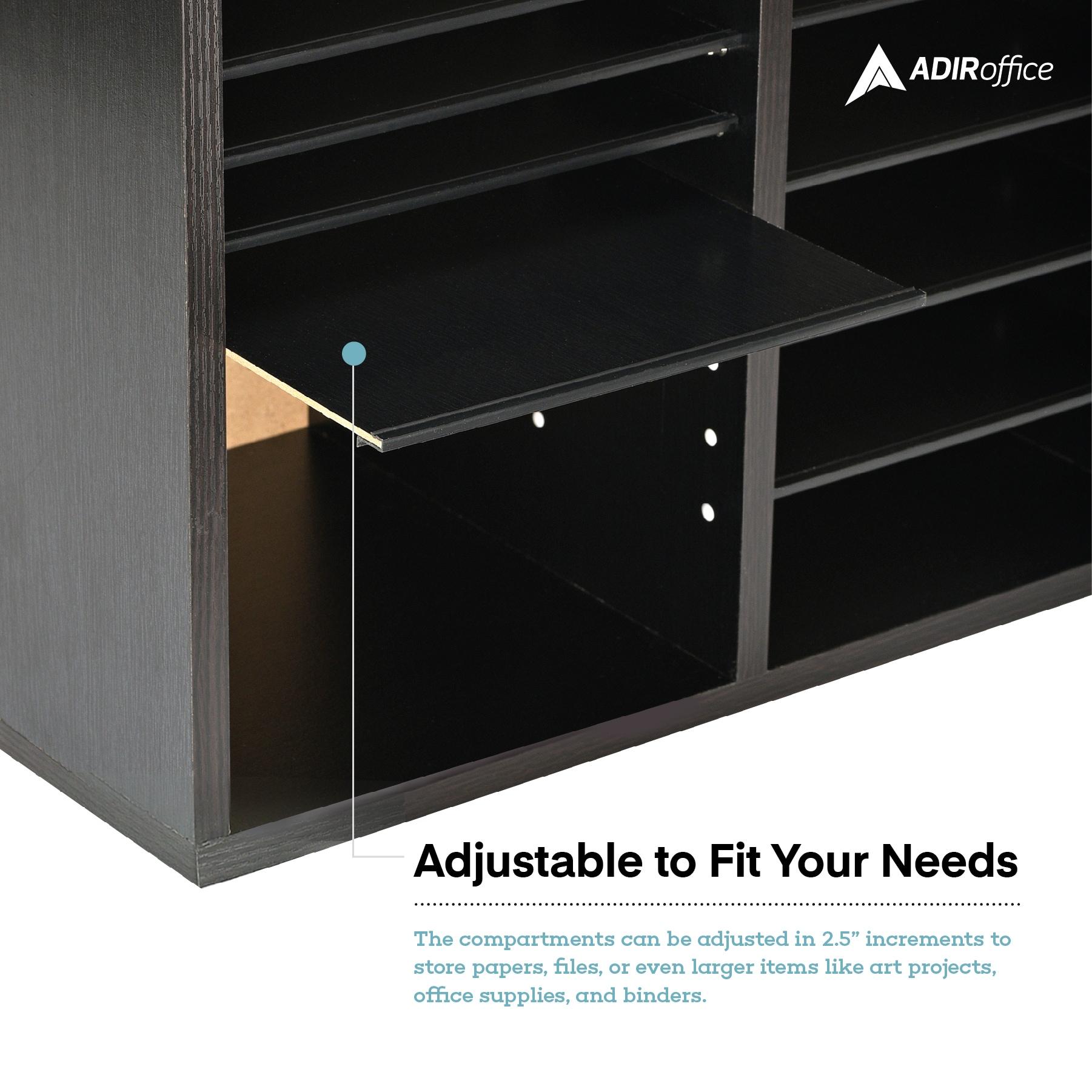 Wood Adjustable 12 Compartment Literature Organizer Mailroom Organizer