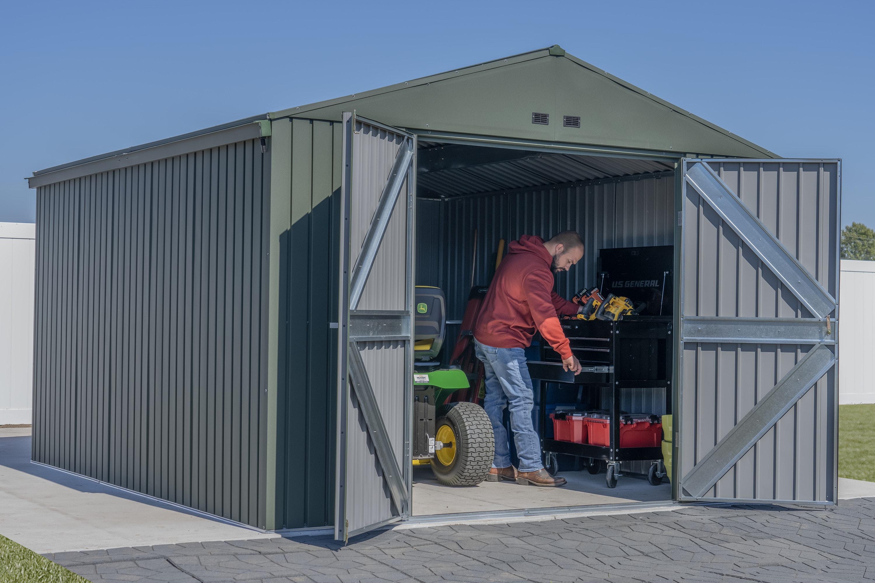 Arrow Scotts Lawn Care Storage Shed, 10x12, Green