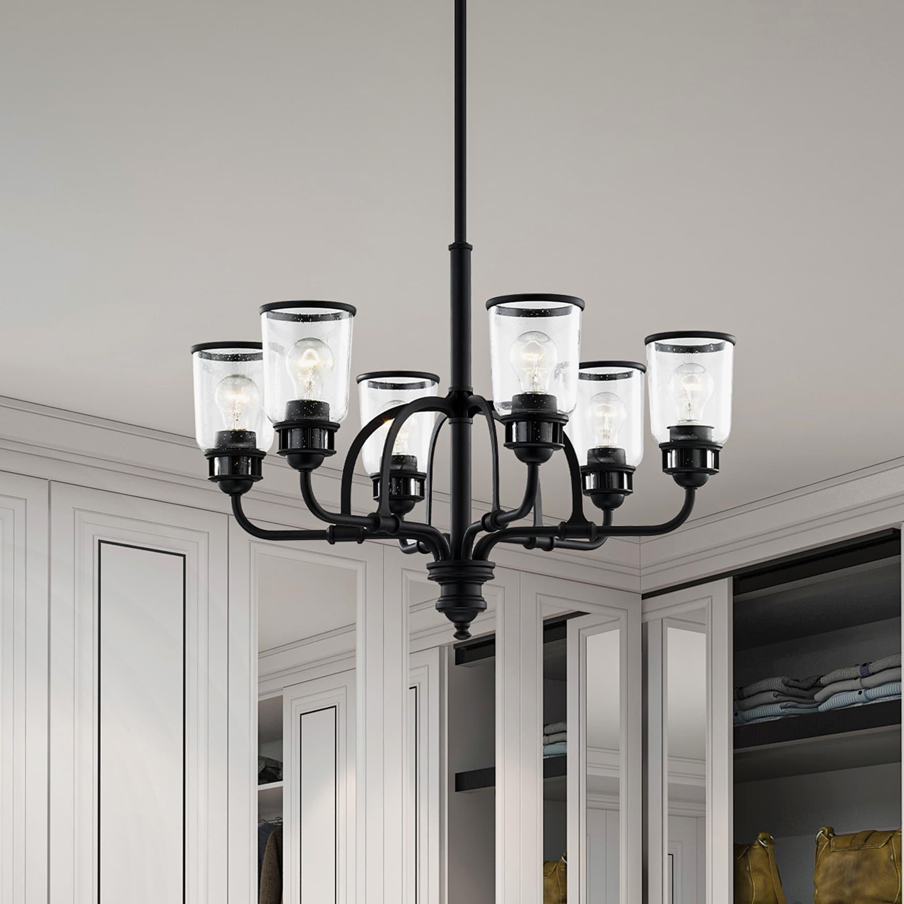 Livex Lighting Lawrenceville 6 -Light Matte Black Traditional For Use in Bathrooms, Bedrooms, Dining Rooms, Foyers, Kitchens, Living Rooms Chandelier
