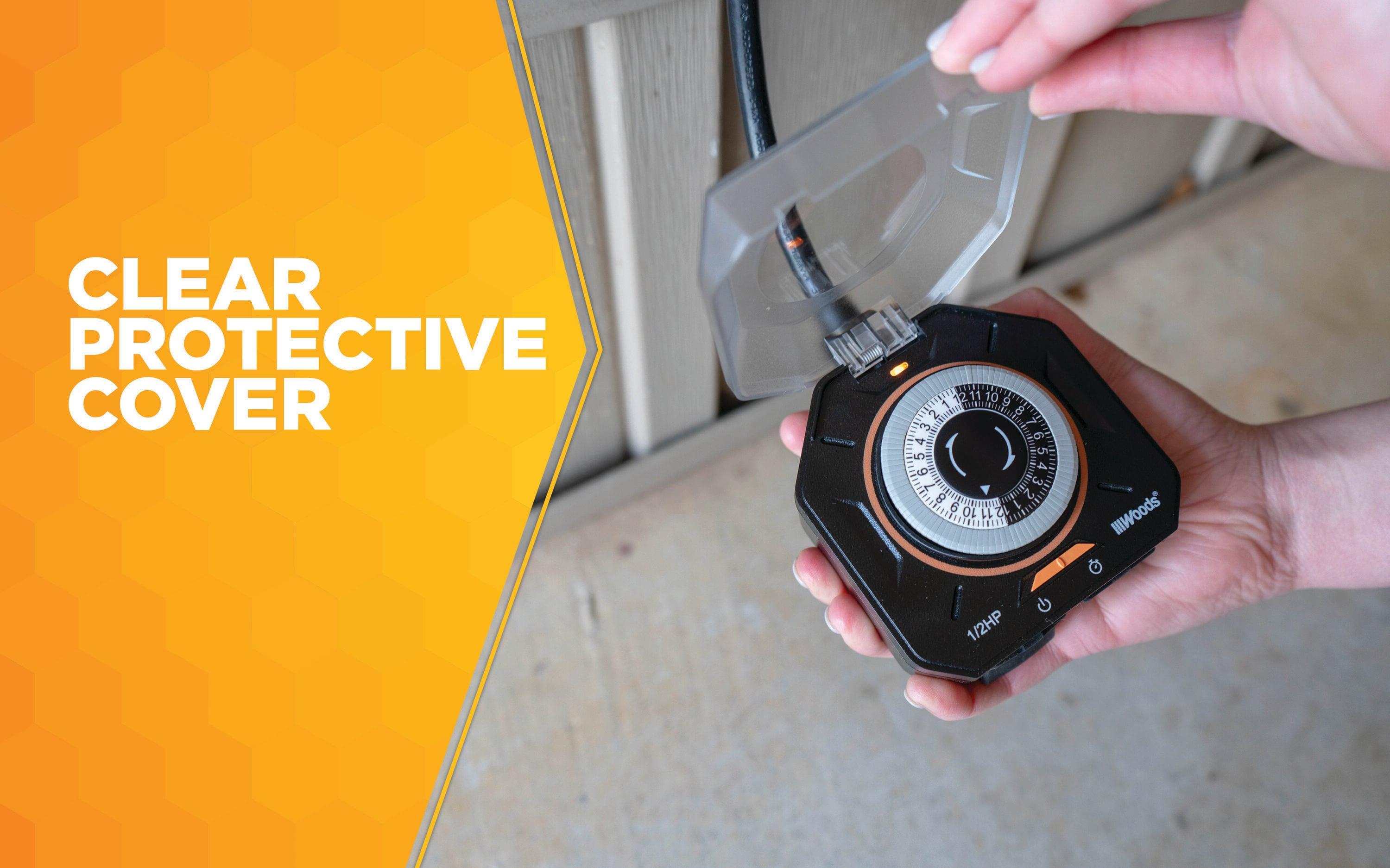 Woods 50123WD Black Outdoor 24-Hour Mechanical Timer with 2 Grounded Outlets