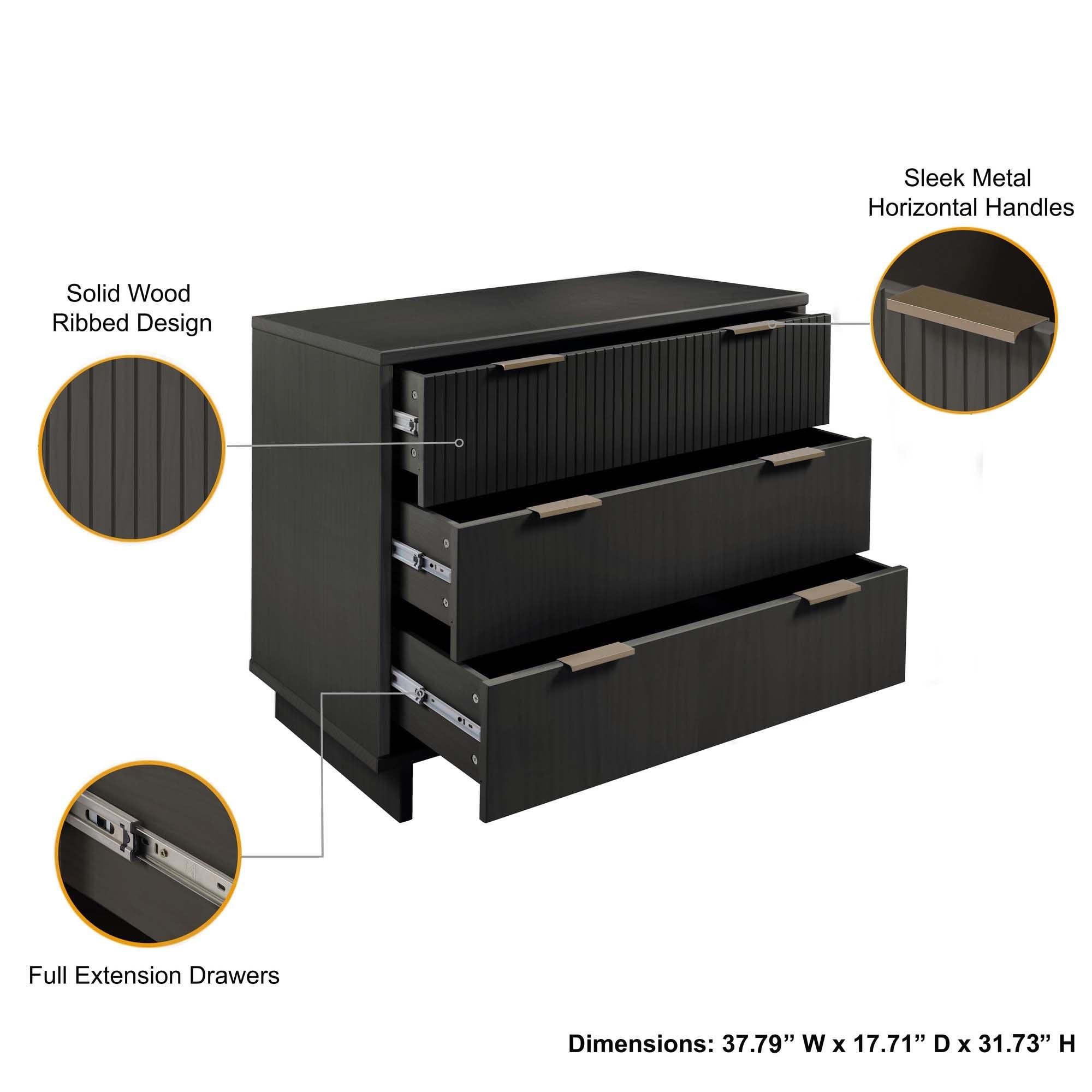 Manhattan Comfort 2pc Granville Dresser and Nightstand Bedroom Set: Modern UV Painted, Soft Close