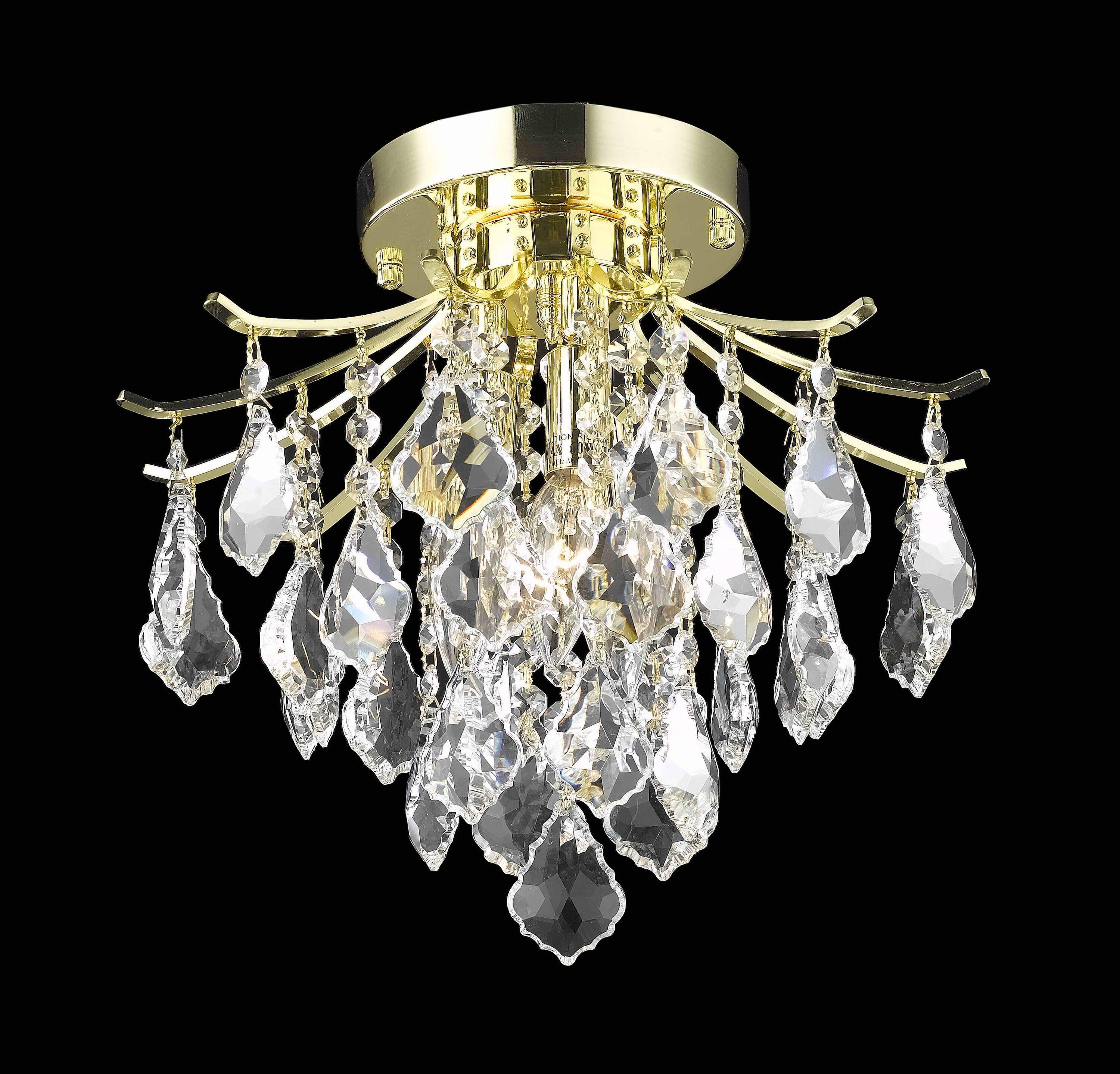 Elegant Lighting Amelia Collection Flush Mount D12in H12in Lt:3 Gold Finish