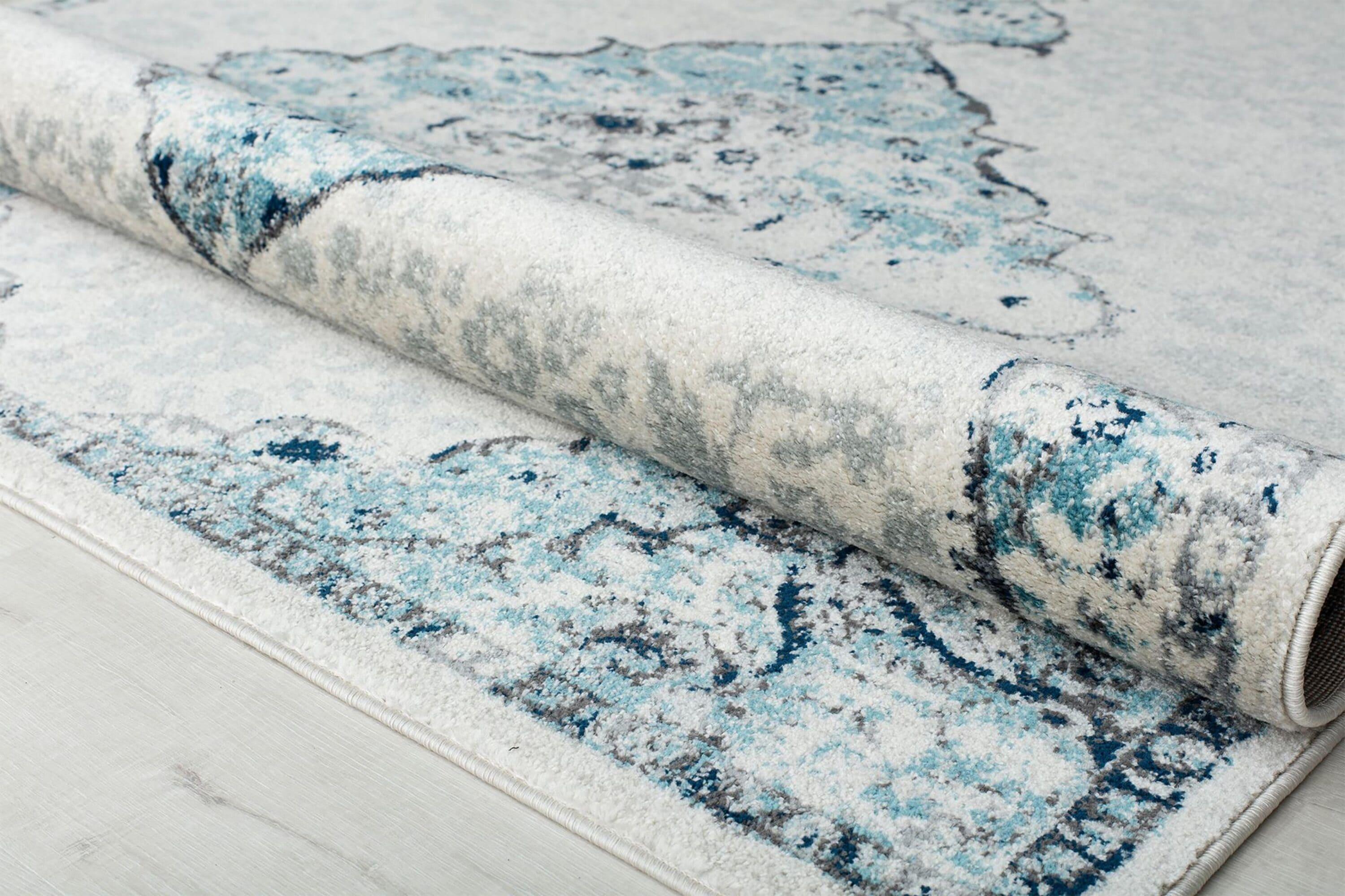 Rugs America Harper HY50G Bluebonnet Transitional Vintage Area Rug for Dining Room Rug Neutral Rug Living Room Rug Kitchen, 2'6"x4'