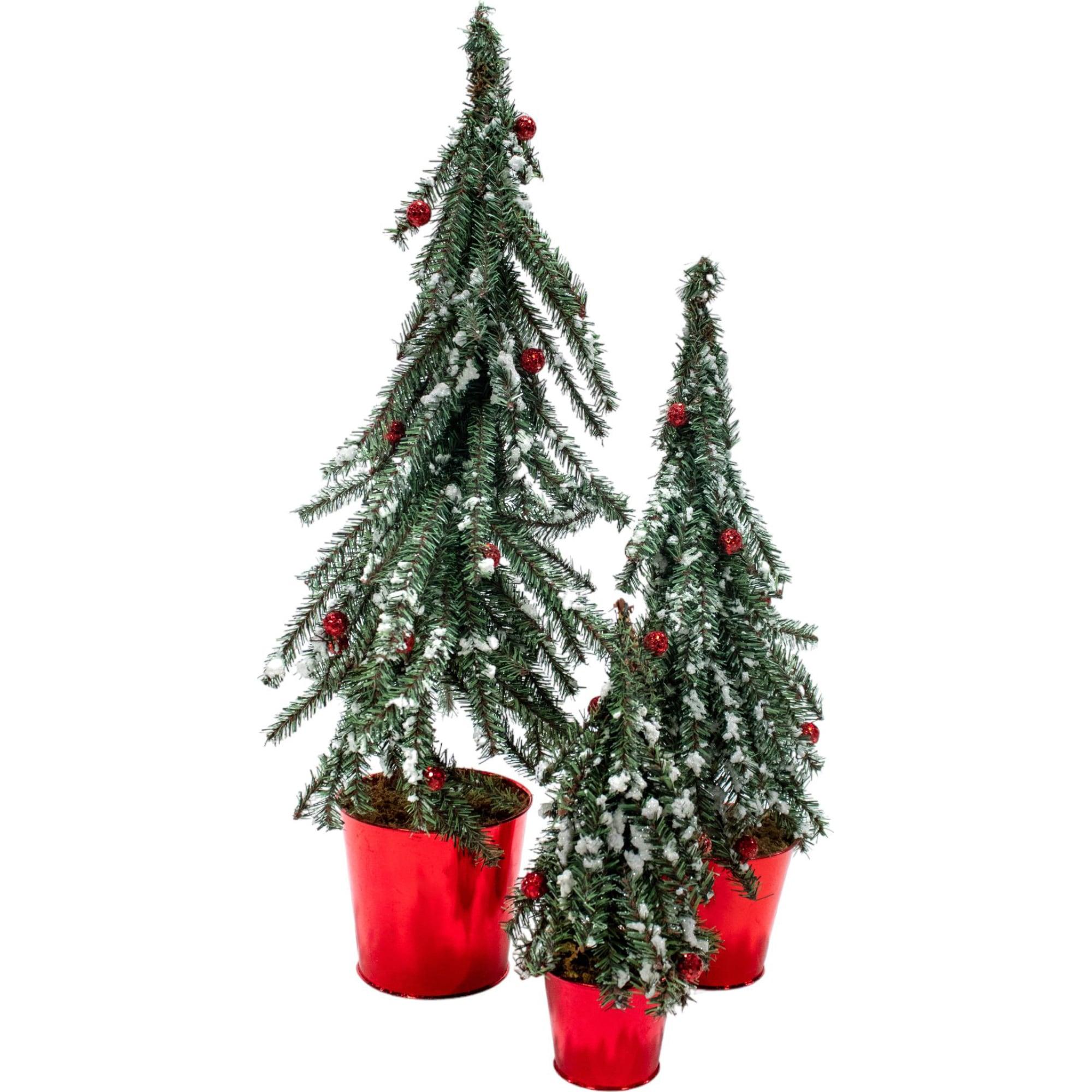 Merrily  Flocked Alpine Tabletop Tree - 3 Piece