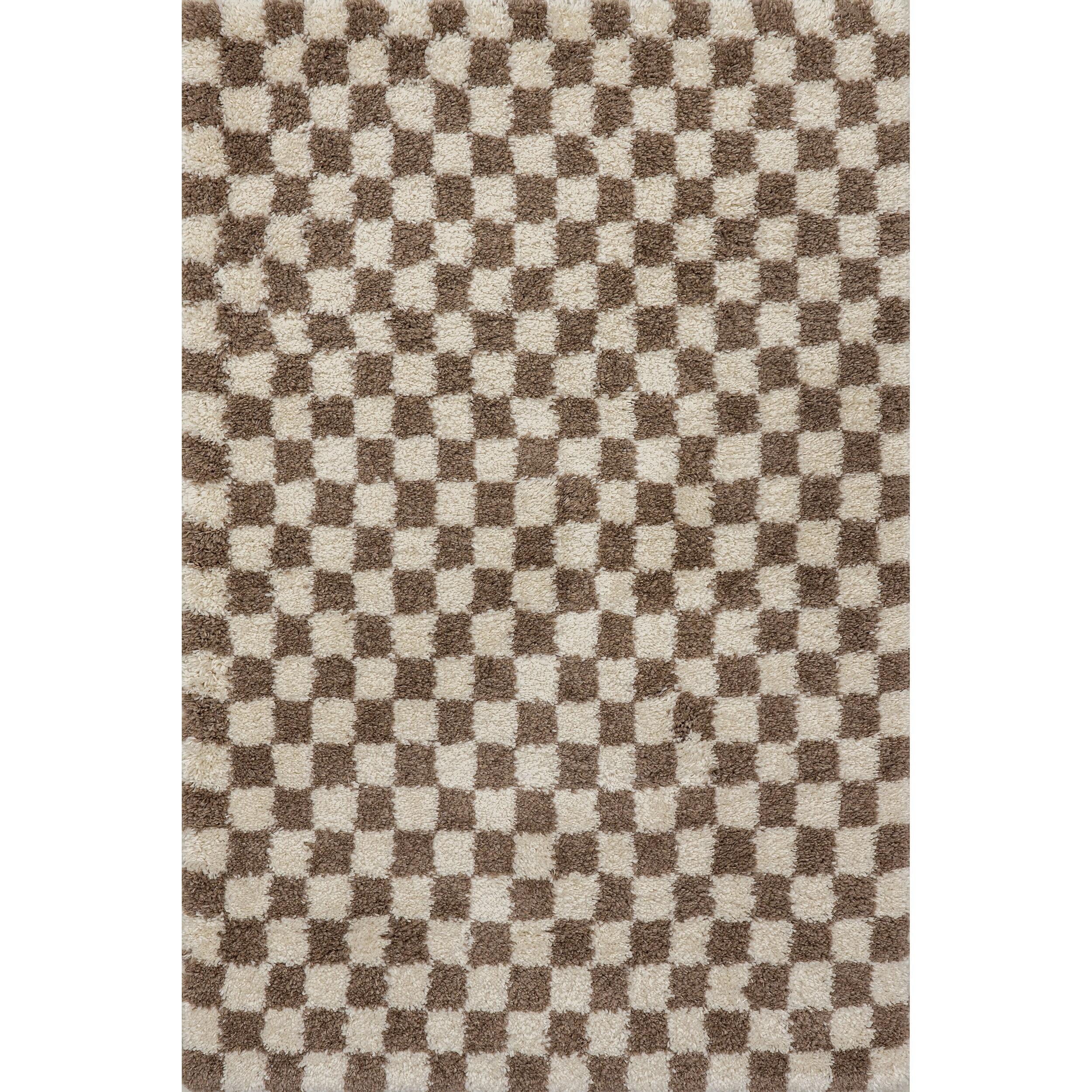 Nuloom Adelaide Checkered 4x6 Shag Indoor Area Rug for Living Room Bedroom Dining Room Nursery, Beige/Brown