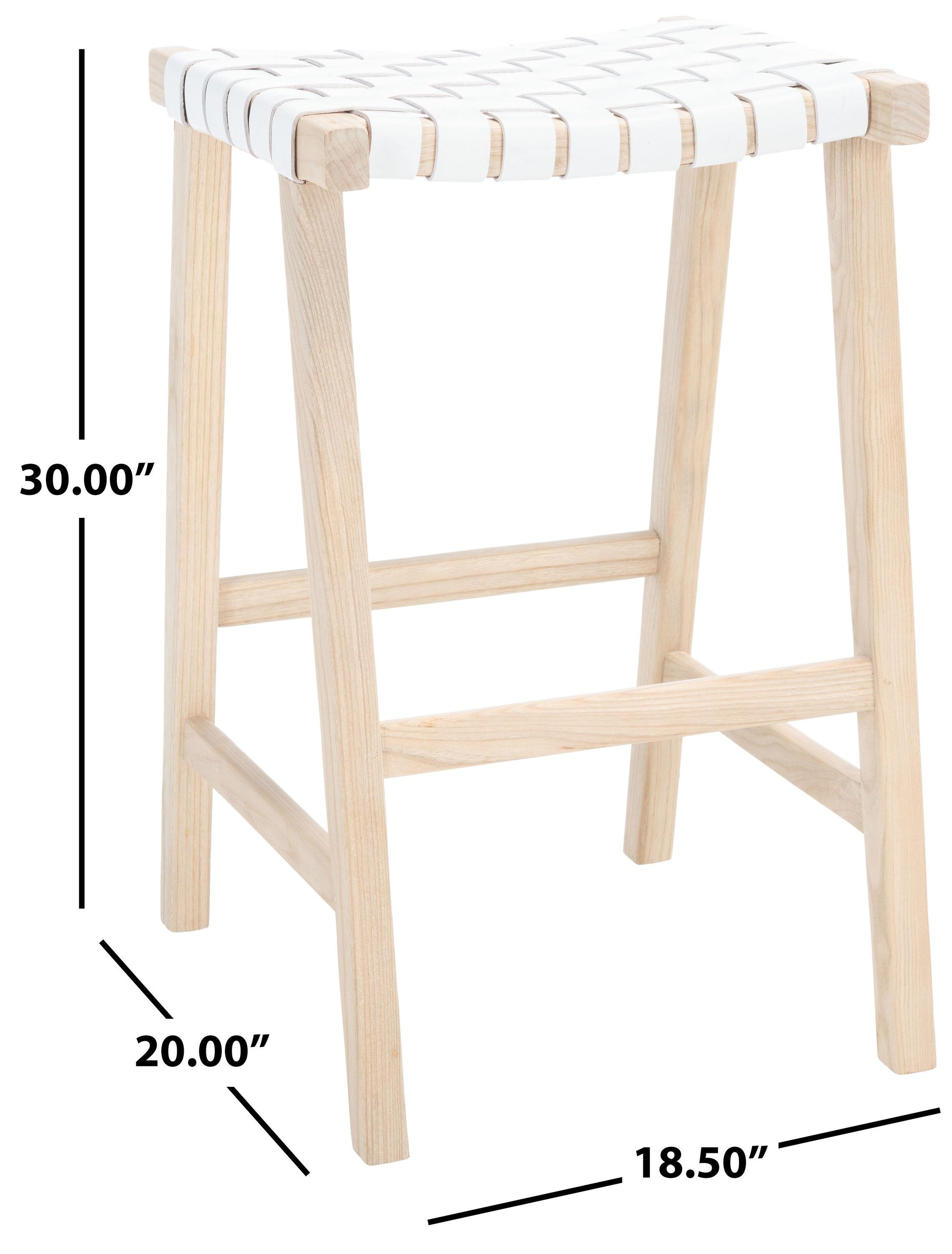 SAFAVIEH Abreu Rectangle Barstool, White/Light Natural (18.5 in. W x 20 in. D x 30 in. H)