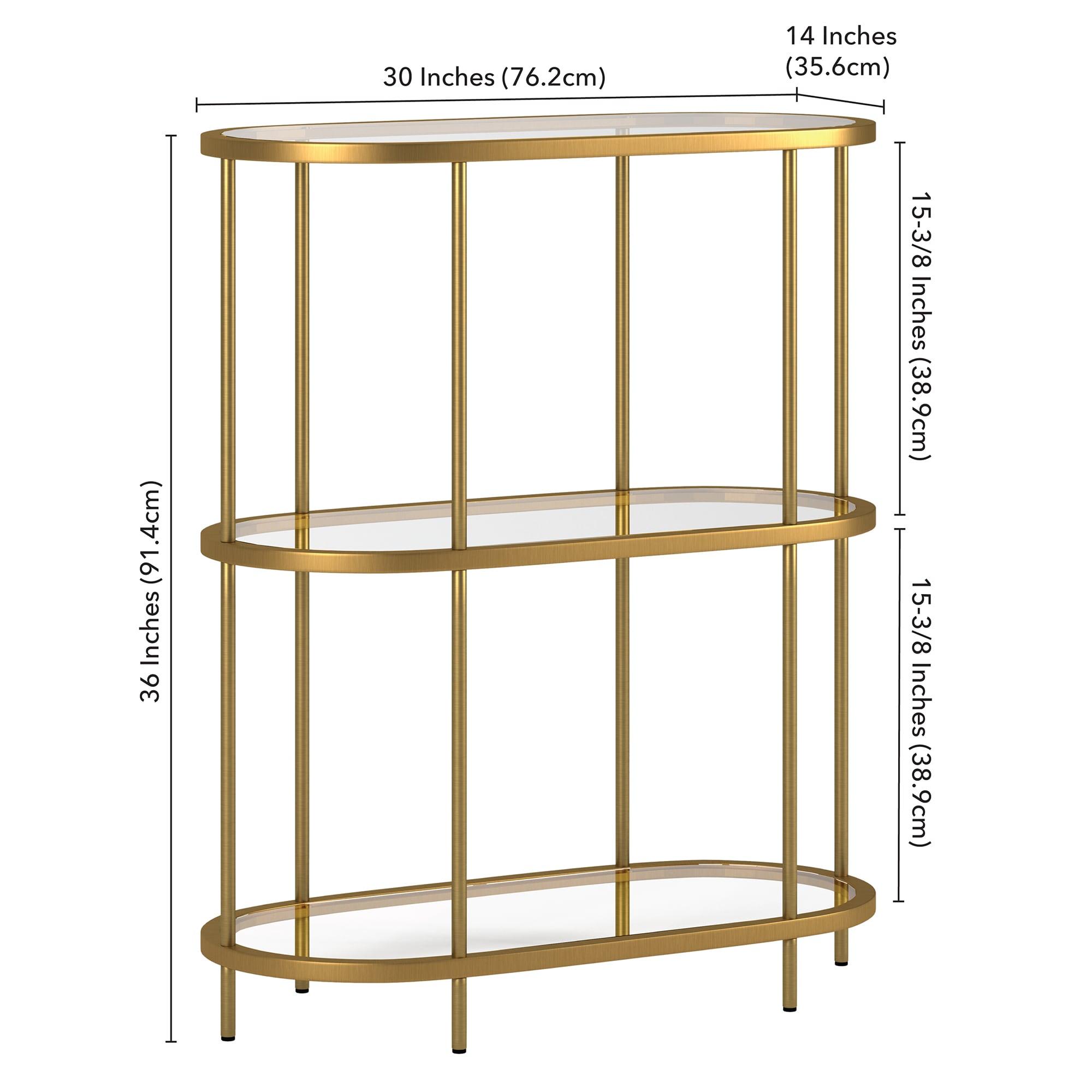 Evelyn&Zoe Leif 30'' Wide Oval Bookcase, Brass