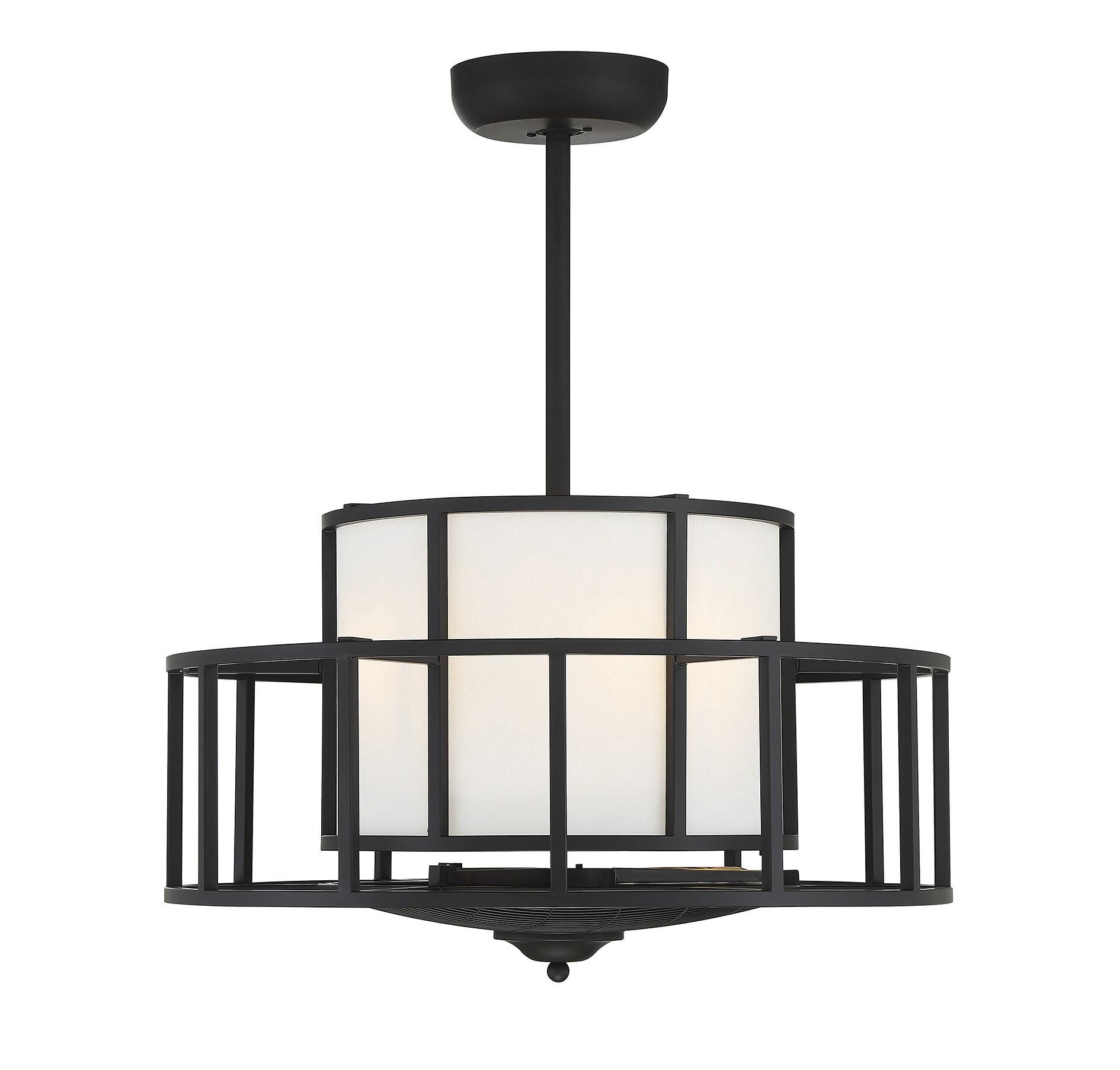 Matte Black Four Light Fan D'Lier from the Oslo Collection