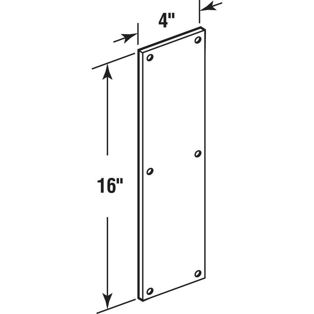 Prime-Line Door Push Plate, 4 in. x 16 in., Stainless (Single Pack)