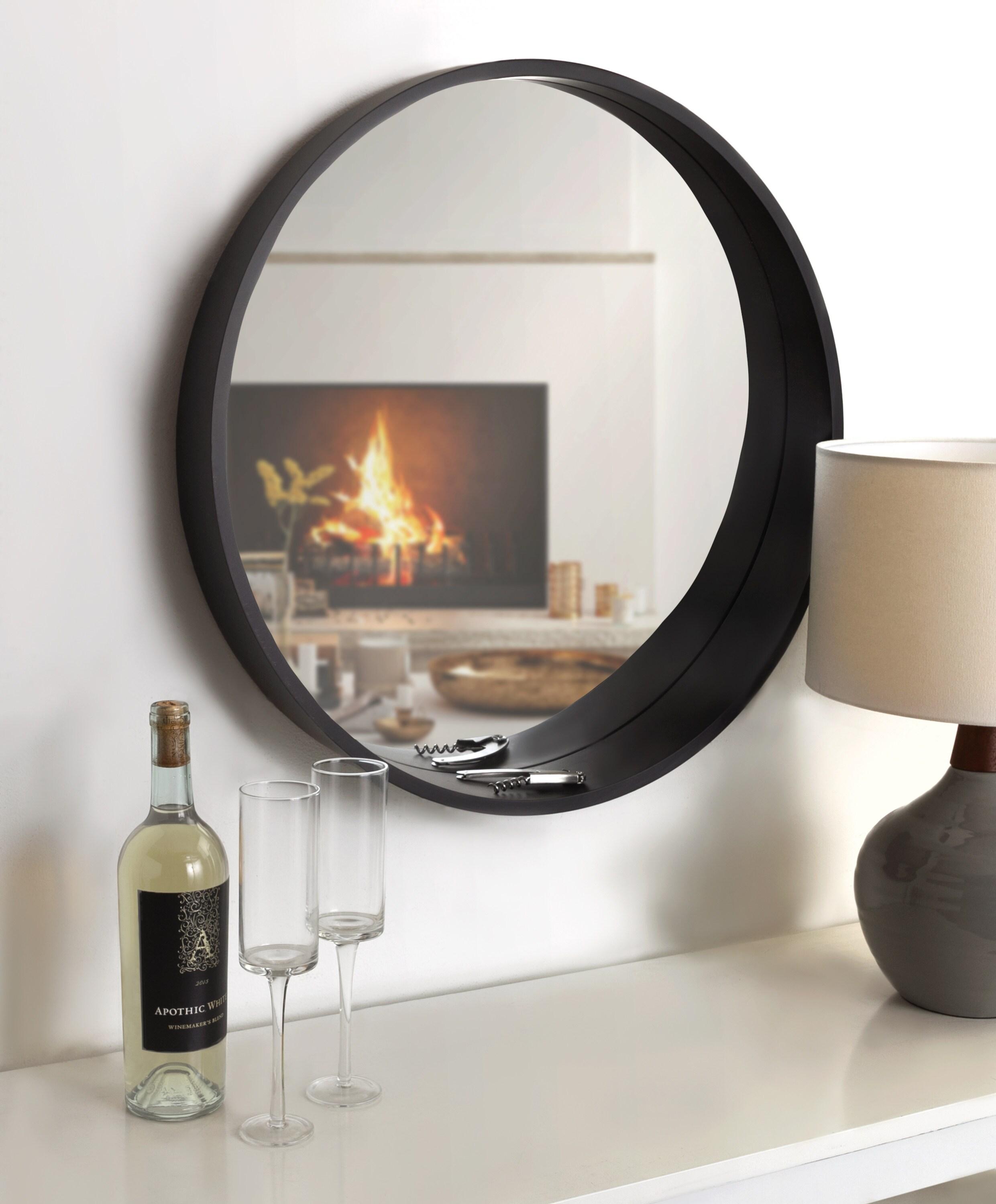 24" Wheeler Round Wall Mirror with Shelf, Modern Decor - Kate & Laurel All Things Decor