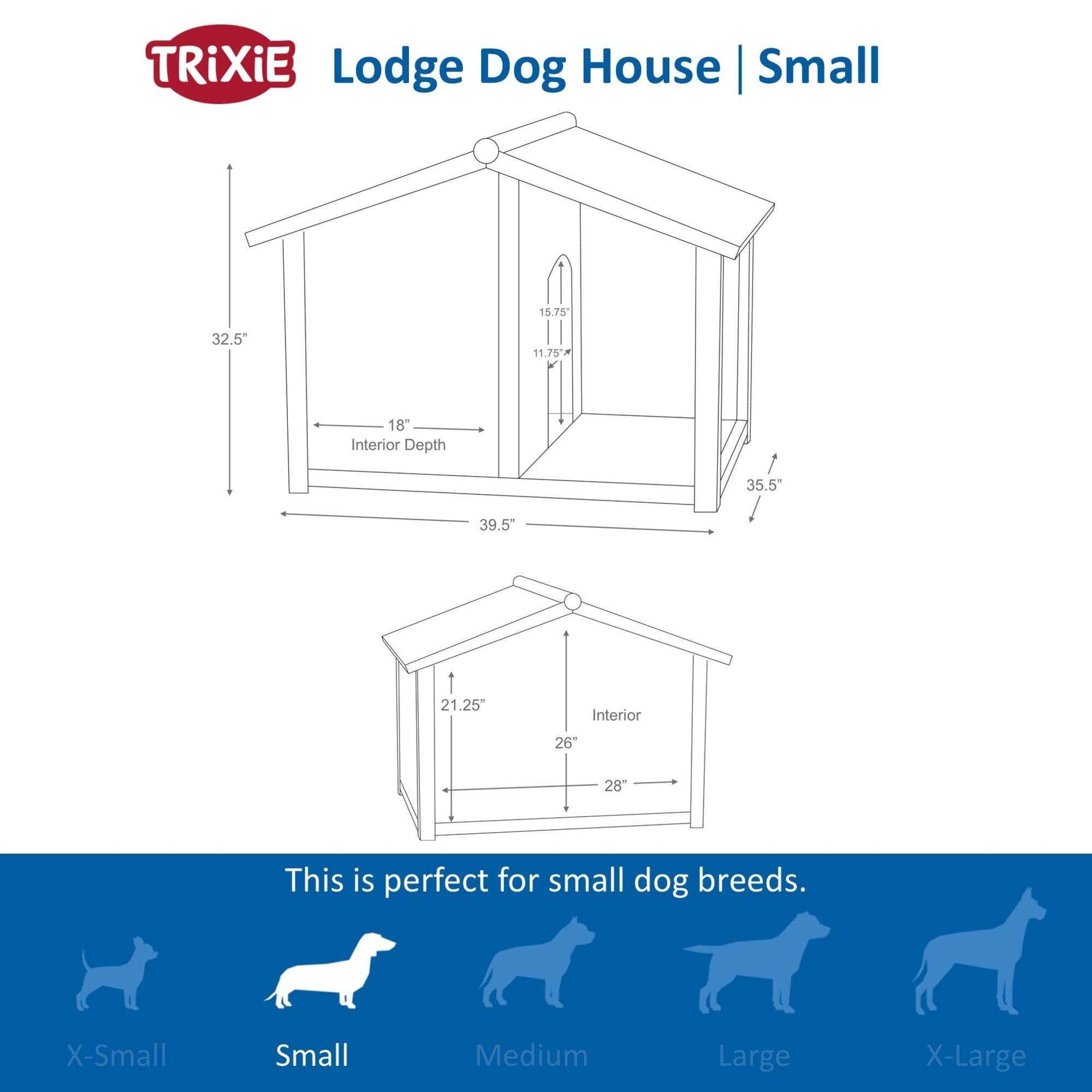 TRIXIE Natura Weatherproof Outdoor Lodge Dog House, Elevated Floor