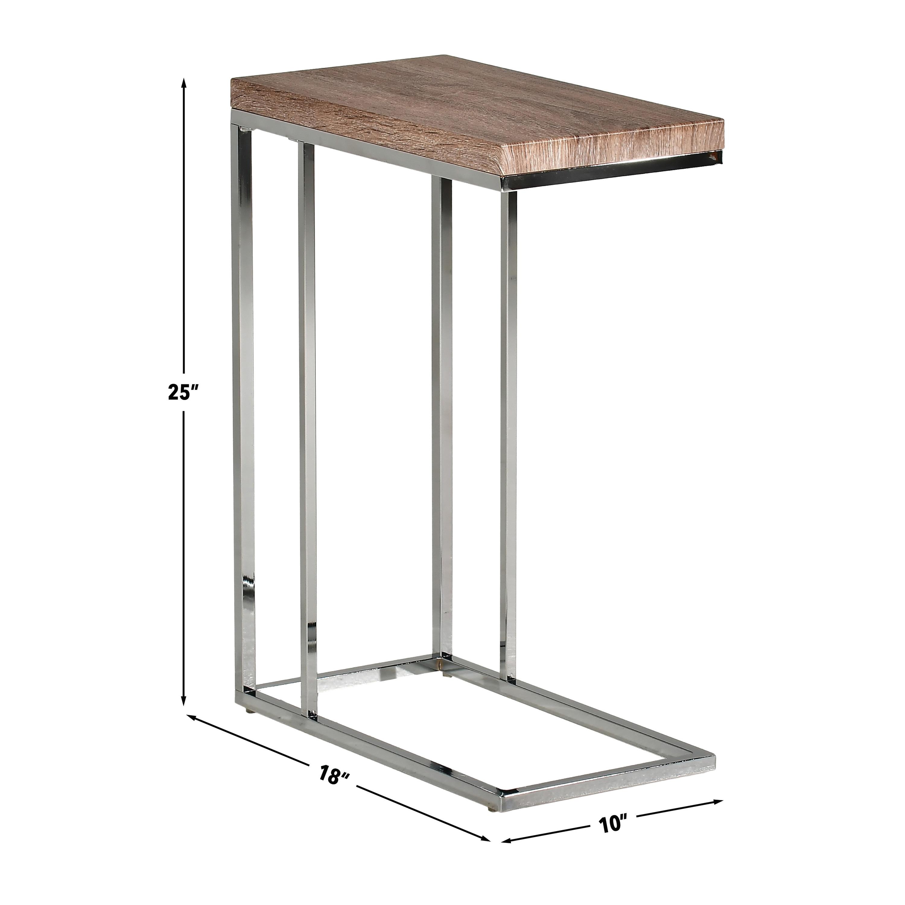 Lucia Chairside End Table Brown - Steve Silver: Chrome Frame, Wood Top, Space-Saving Design