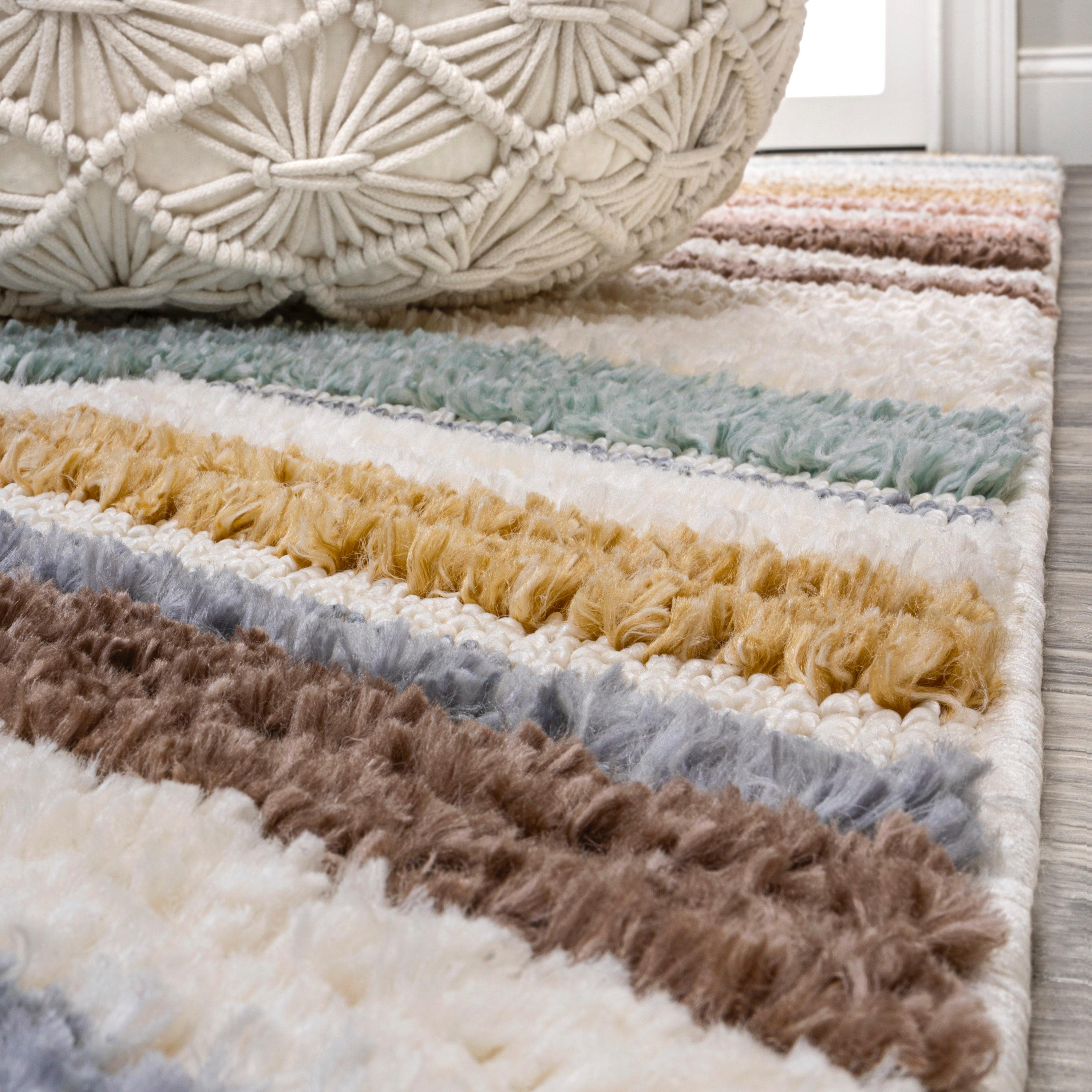 3' x 5' Elin Chevron High-Low Area Rug, Multi/Cream - JONATHAN Y