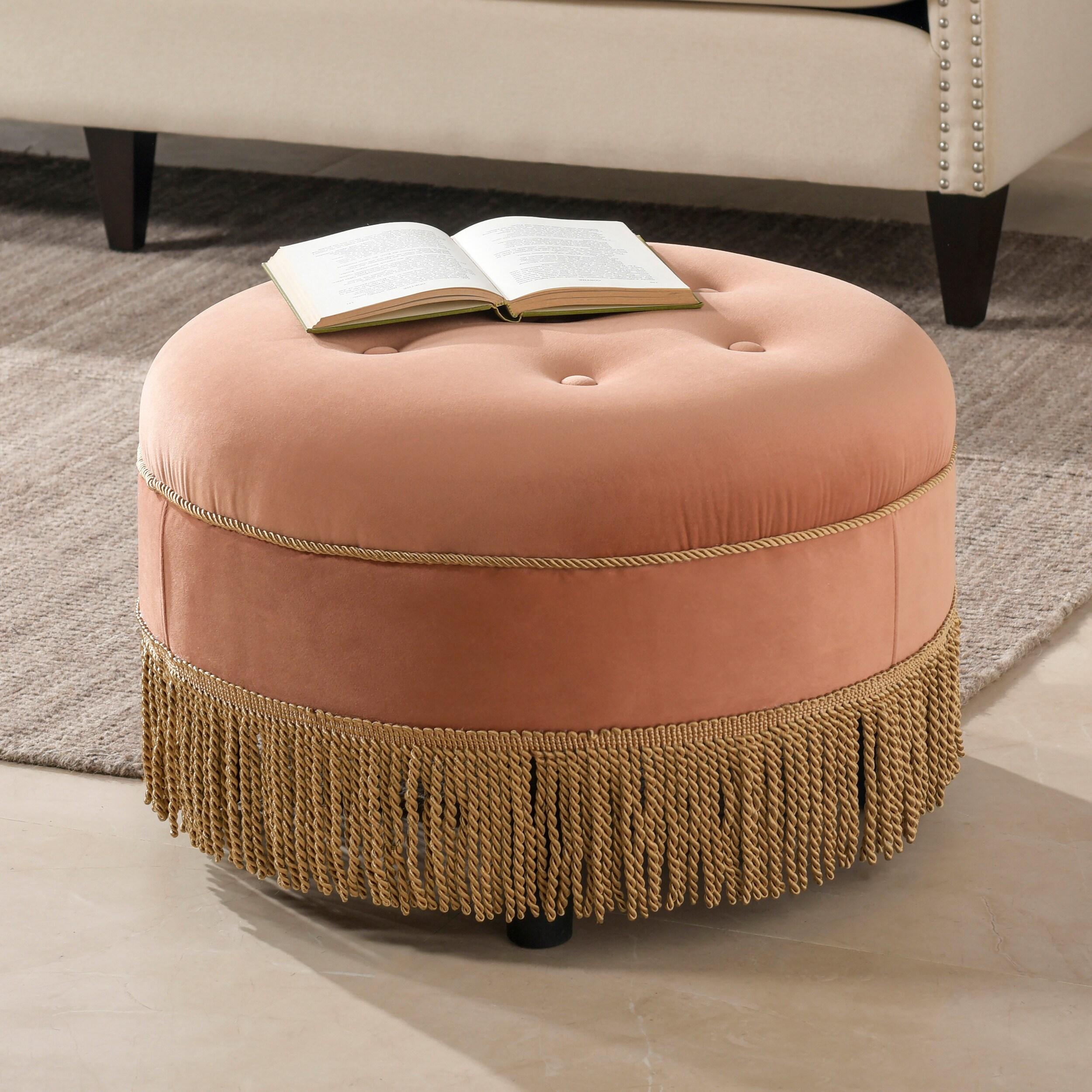 Yolanda Tufted Decorative Round Ottoman Orange