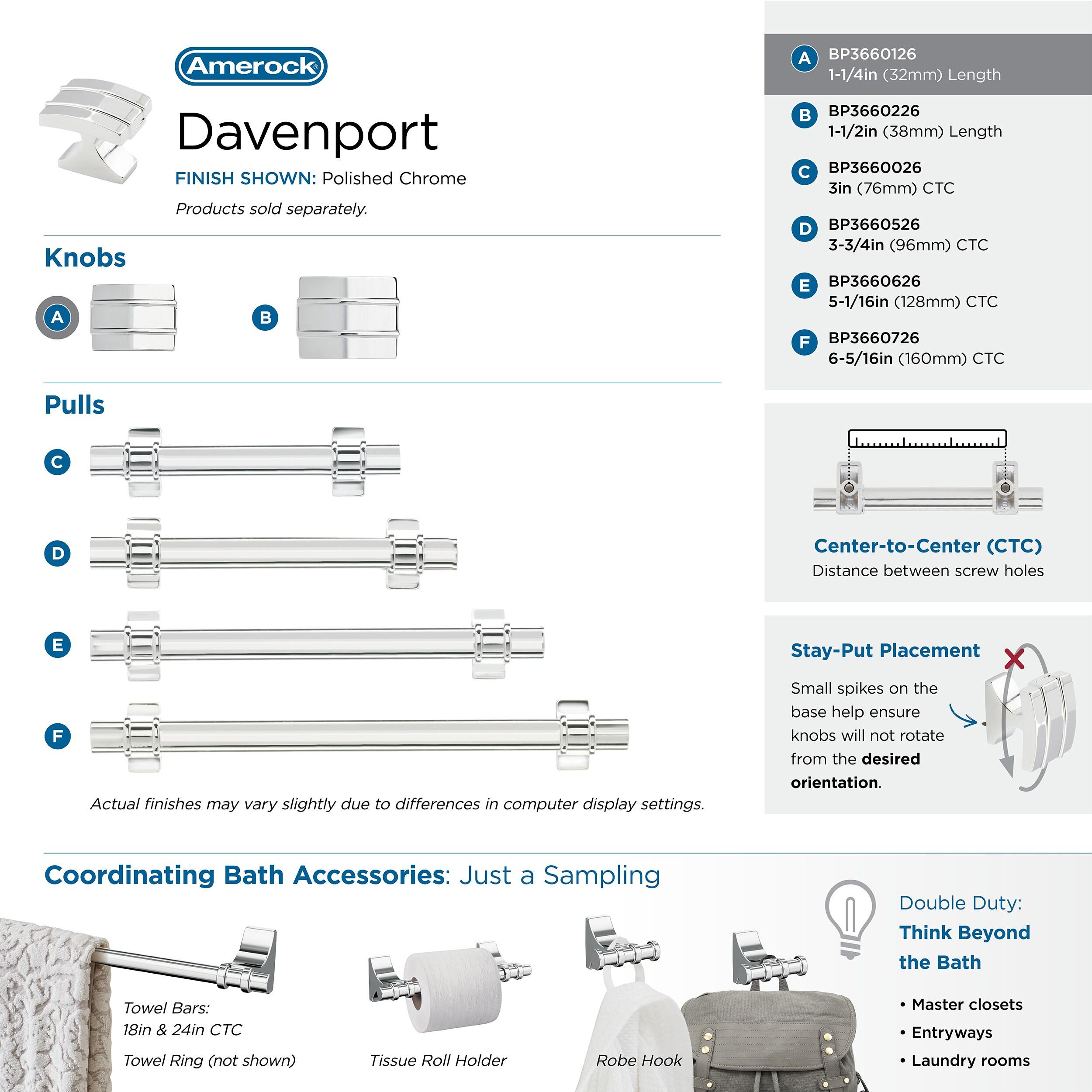 Davenport 1 3/16" Length Square Knob