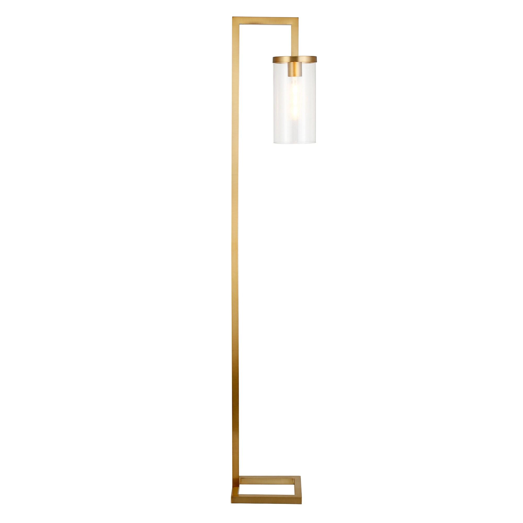 Evelyn&Zoe Malva 67.75" Tall Floor Lamp with Glass shade in Brass/Clear