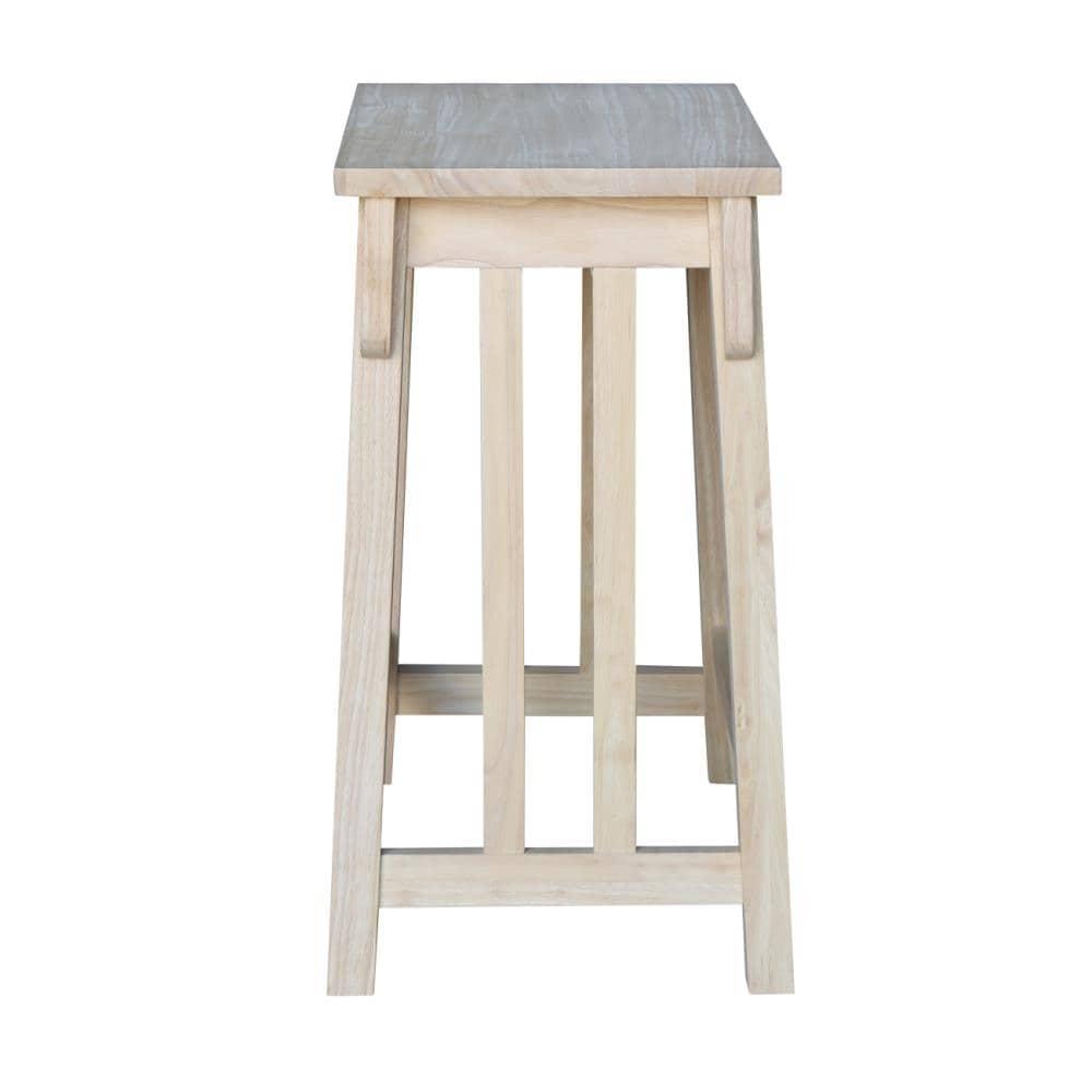 24" Mission Counter Height Barstool Unfinished - International Concepts: Solid Parawood, Rectangle Seat