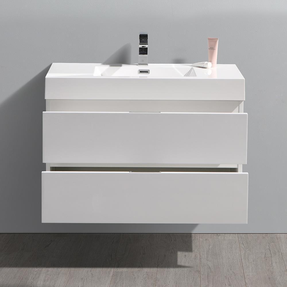 Fresca Valencia 36" Wall Mount Single Sink Bathroom Vanity with Top and Sink (Faucet Not Included)