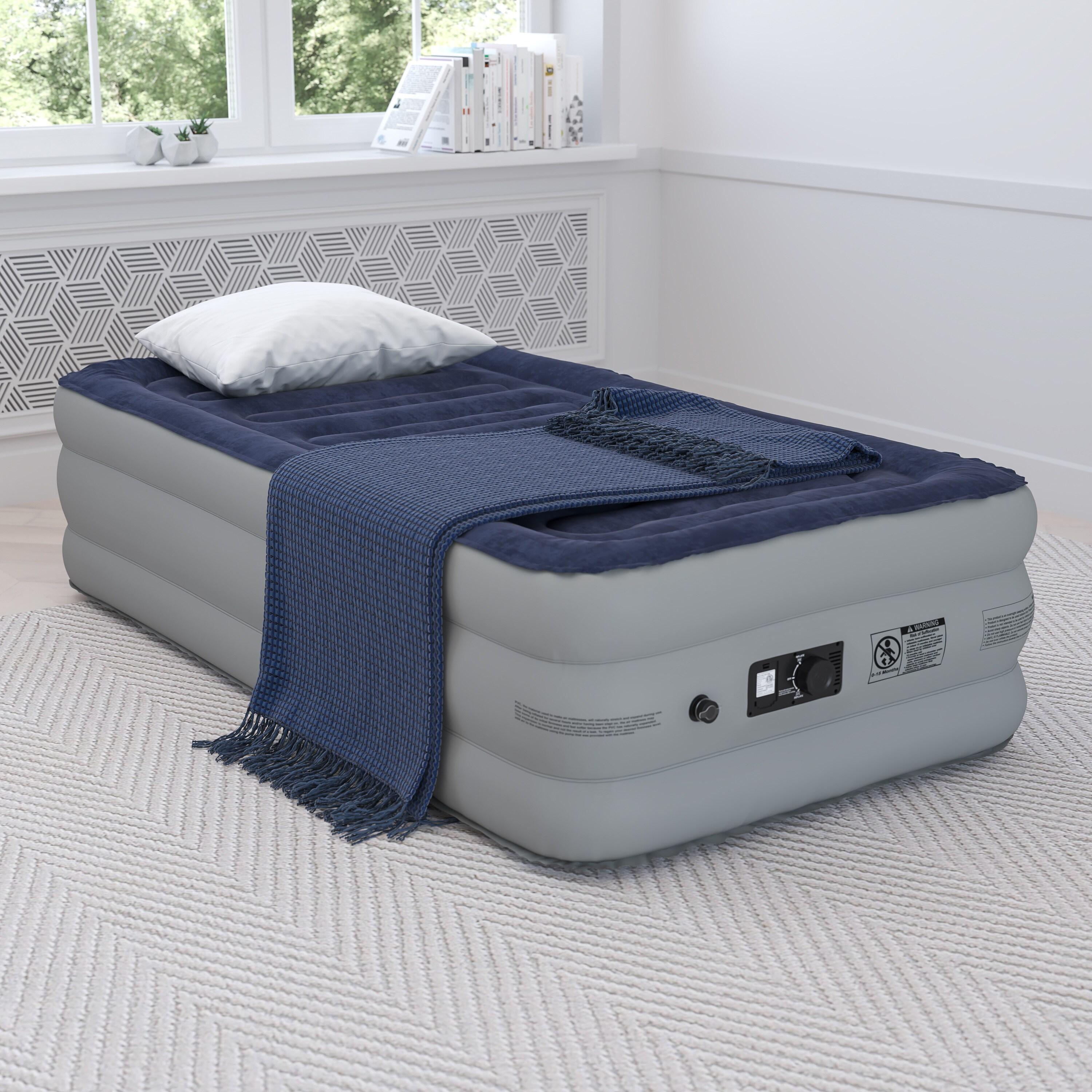 Flash Furniture 18 inch Air Mattress with ETL Certified Internal Electric Pump and Carrying Case - Twin