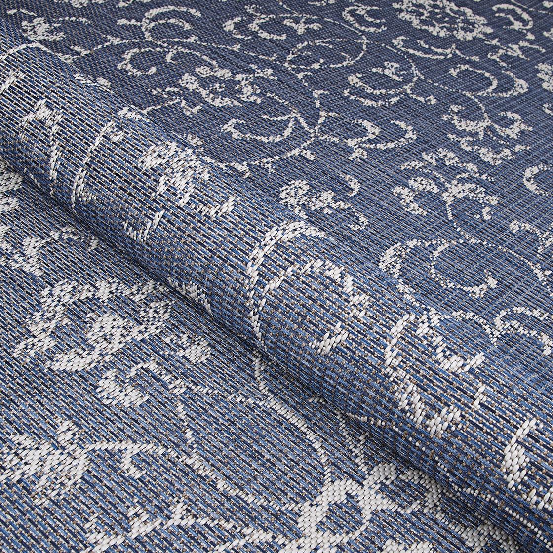 Couristan Monte Carlo Summer Vines Indoor / Outdoor Area Rug, Navy-Ivory, 2'3" x 11'9" Runner