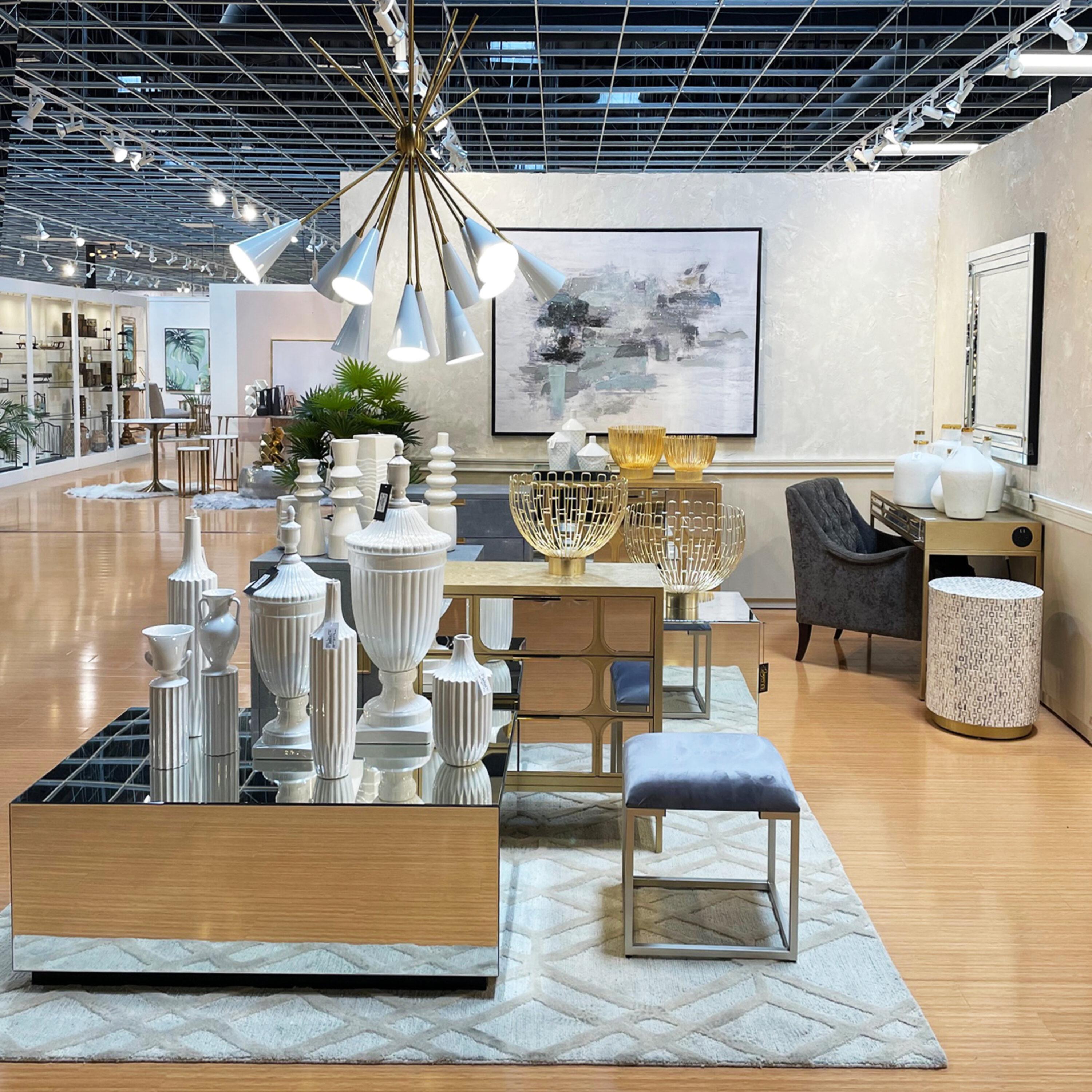 DecMode 32" x 32" Gold Wood 3 Drawer Cabinet with Mirrored Front, 1-Piece