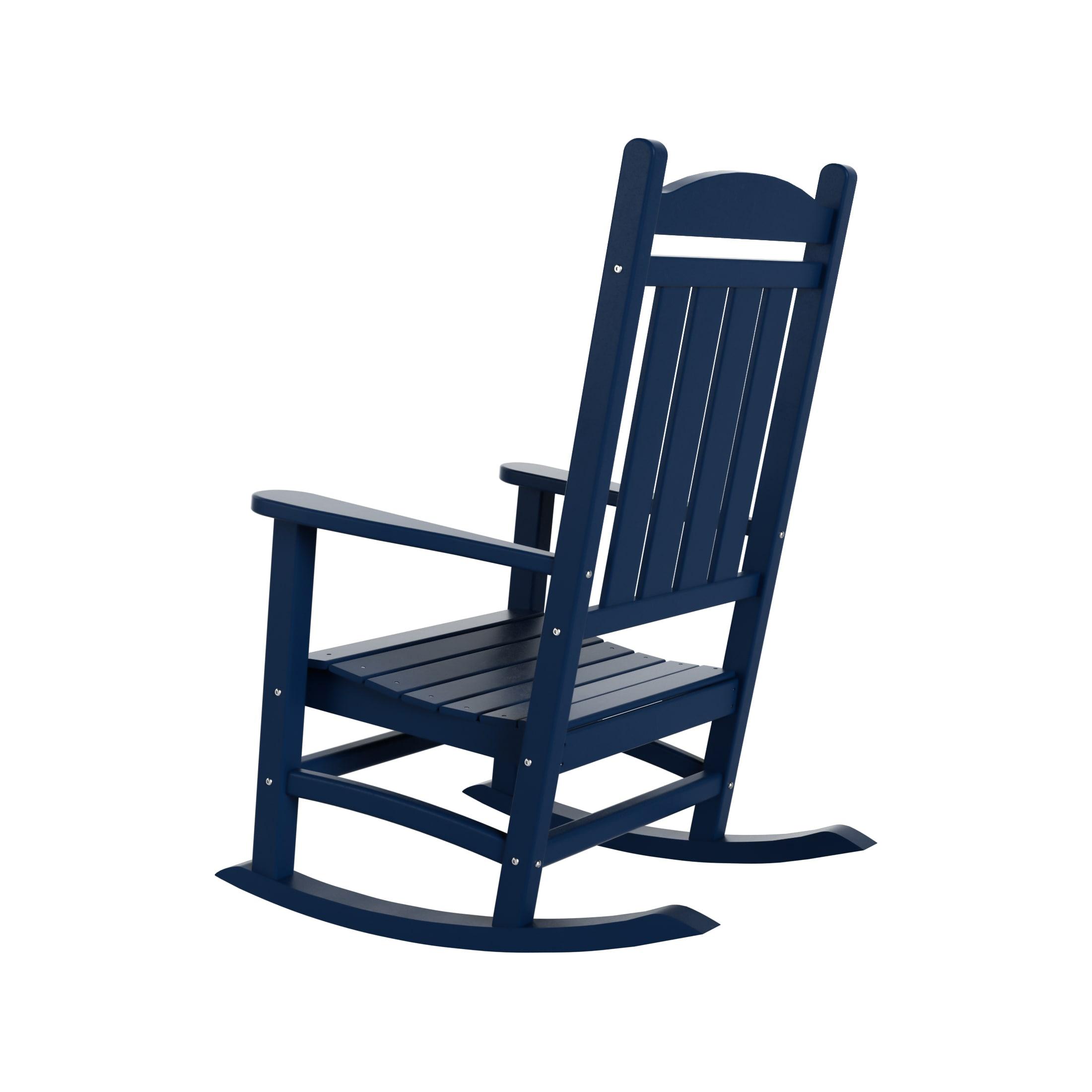 Polytrends  Laguna Traditional Poly Eco-Friendly Weather-Resistant Rocking Chair Navy Blue