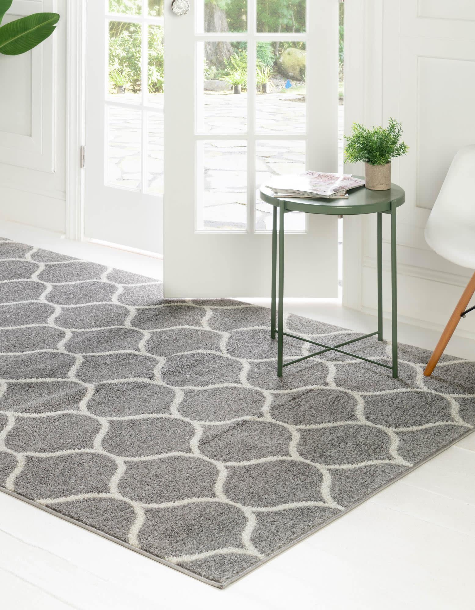 Unique Loom 5' 0 x 8' 0 Trellis Frieze Rounded Light Gray Area Rug
