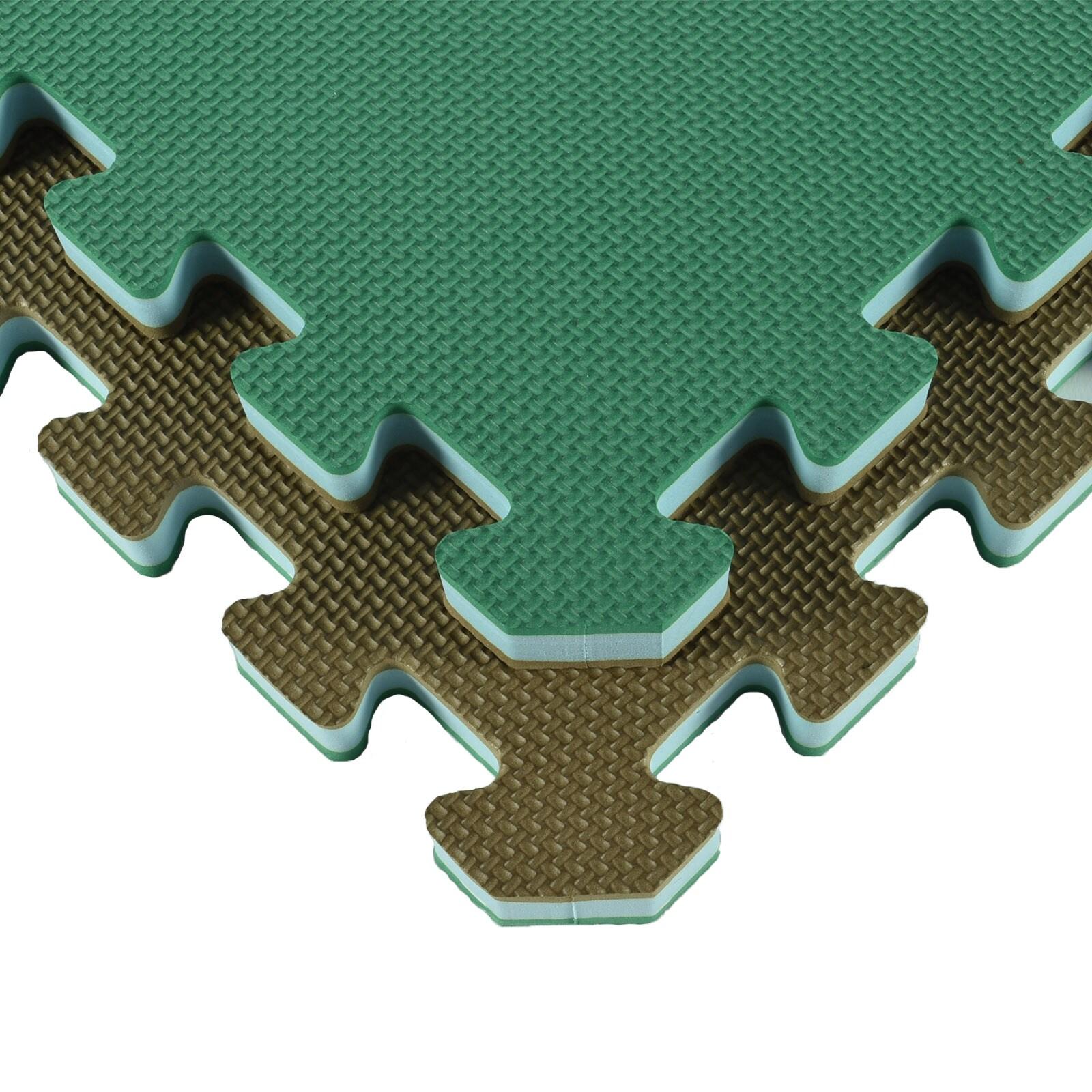 Greatmats Home Sport and Play Interlocking Reversible Mat 3/4 Inch x 2x2 Ft. Green/Brown Case of 10