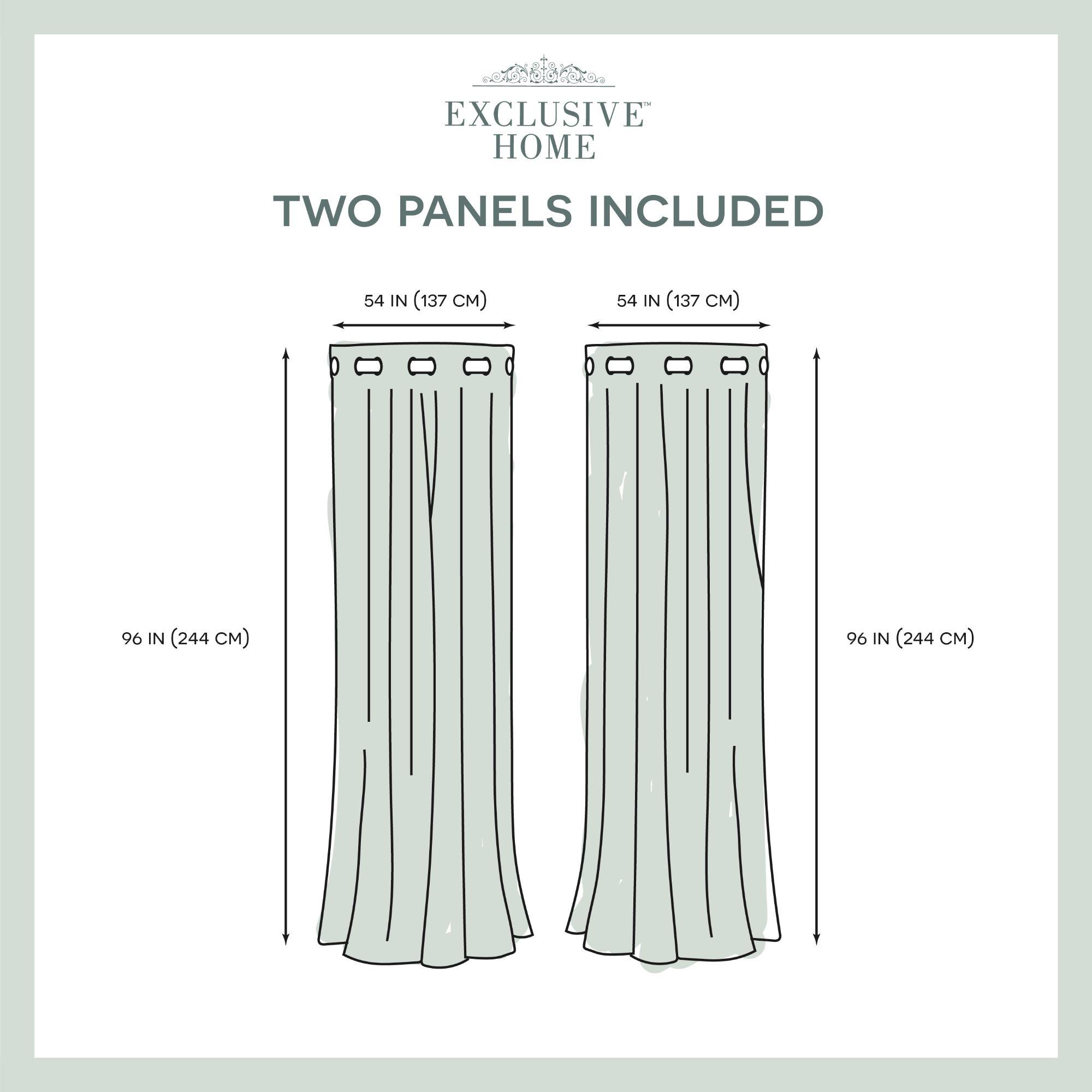 Set of 2 96"x54" Branches Linen Blend Grommet Top Window Curtain Panel Natural: Light Filtering, Botanical Design