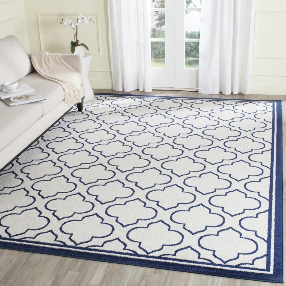 Amherst AMT412 Power Loomed Area Rug - Ivory/Navy - 8'x10' - Safavieh.