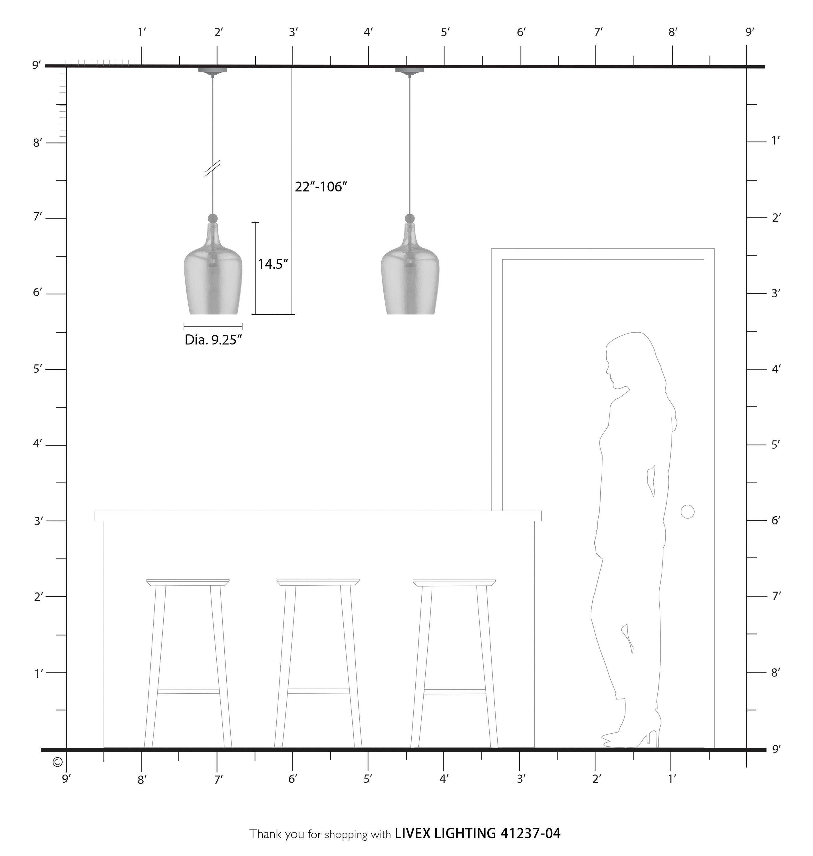 Livex Lighting Avery 1 - Light Pendant in  Black/Brushed Nickel