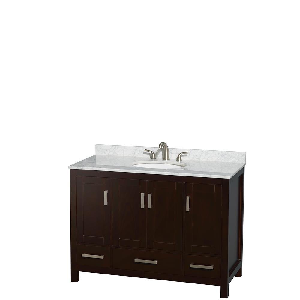 Wyndham Collection Sheffield 48" Freestanding Single Bathroom Vanity with Marble Top