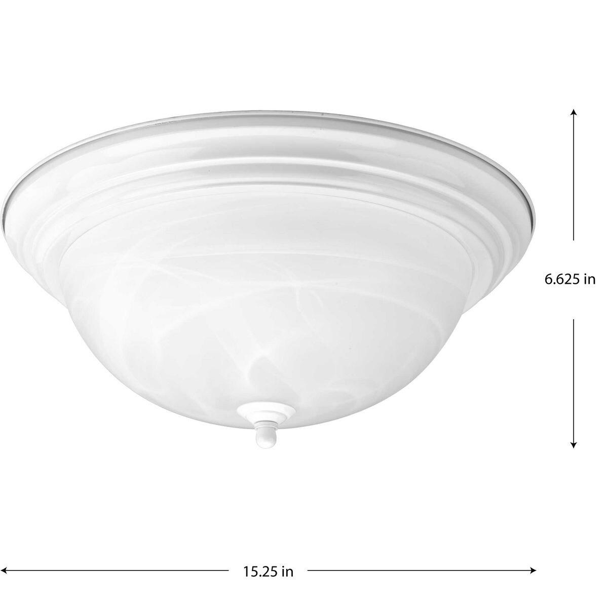 Progress Lighting Melon 3-Light Flush Mount, White Ceramic, Alabaster Glass, Brushed Nickel Finish