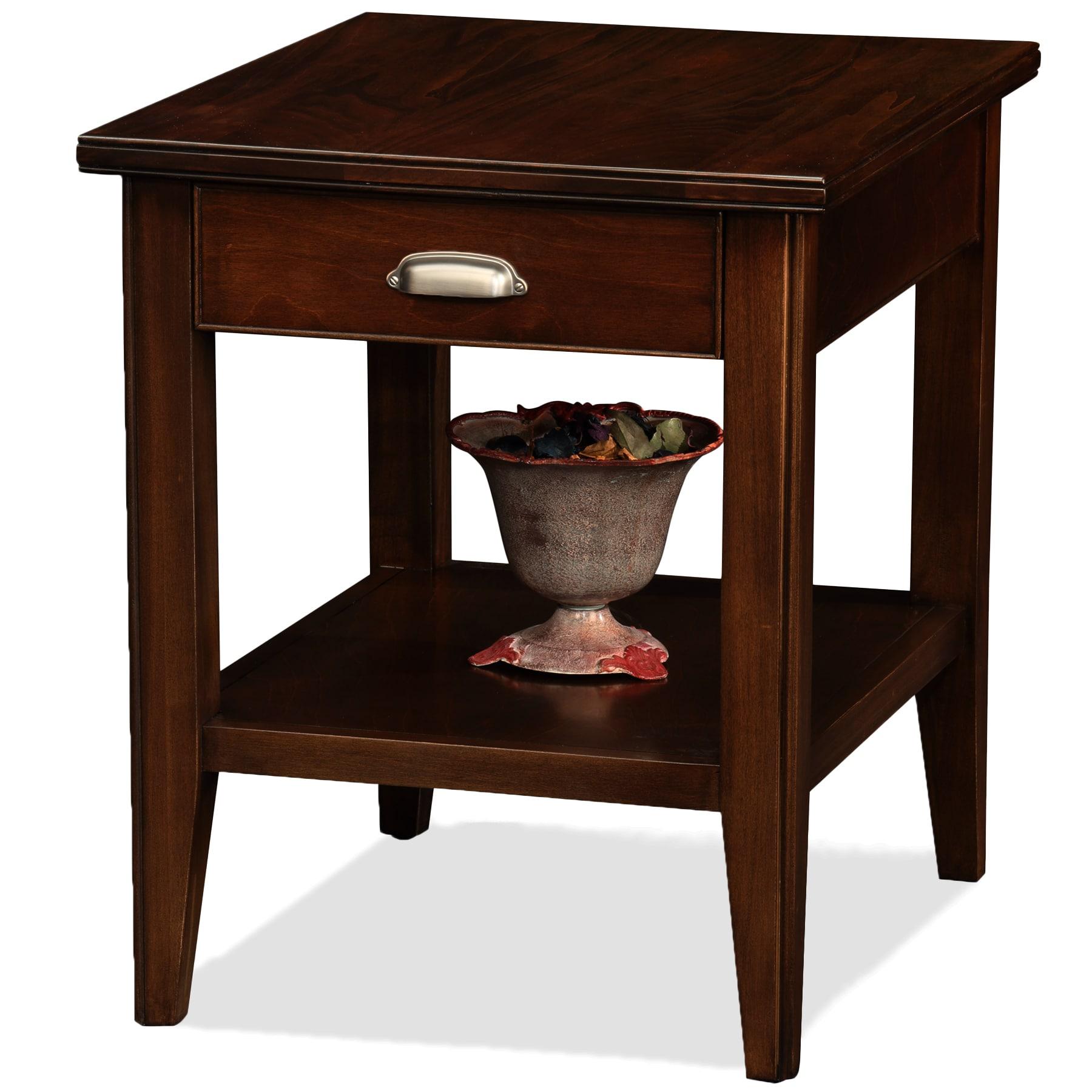 Leick Home Laurent Drawer End Table Chocolate Cherry Finish: Rectangular Side Table with Shelf, CARB Certified, No Tools Assembly