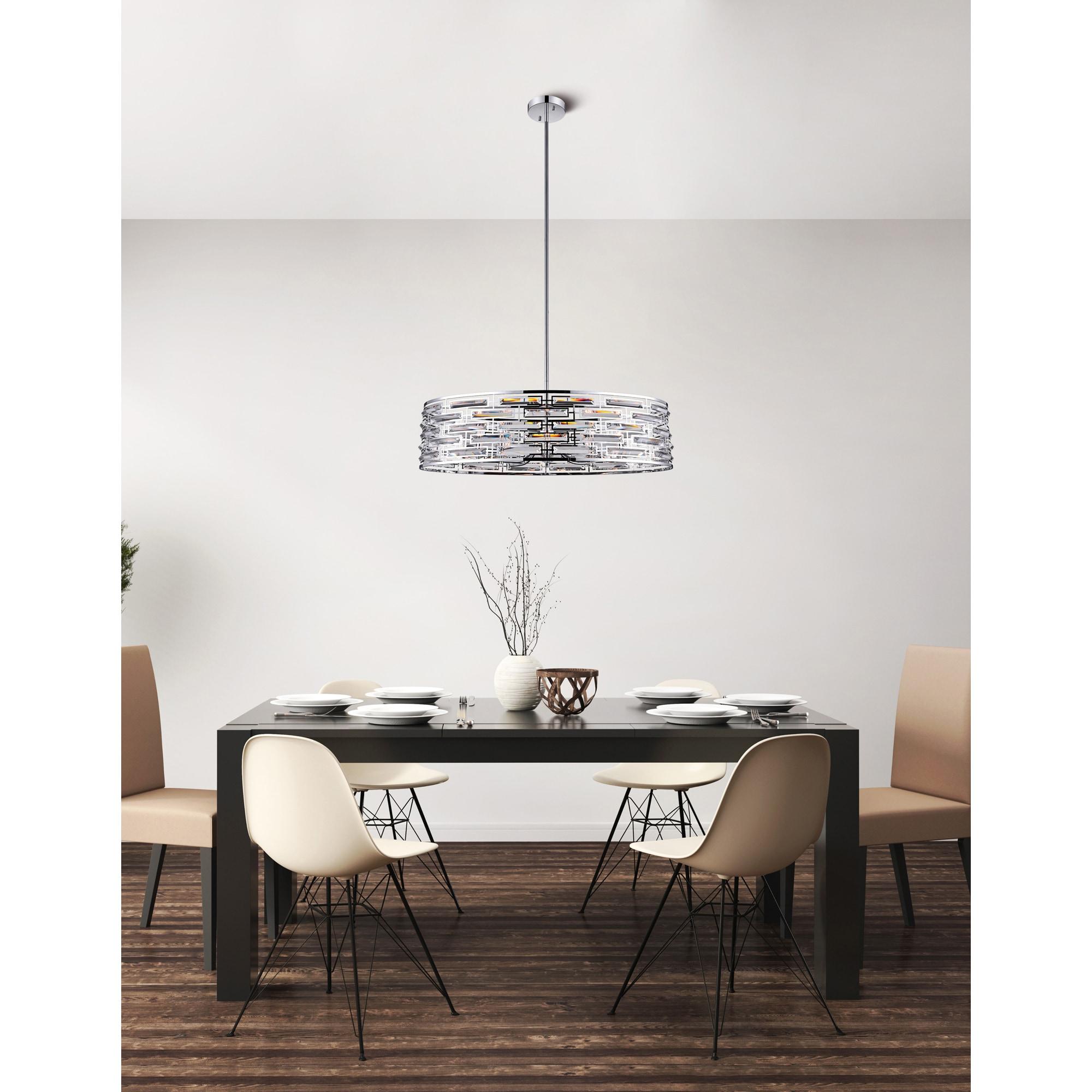 CWI Lighting Petia 8 Light Drum Shade Metal Island Light in Chrome