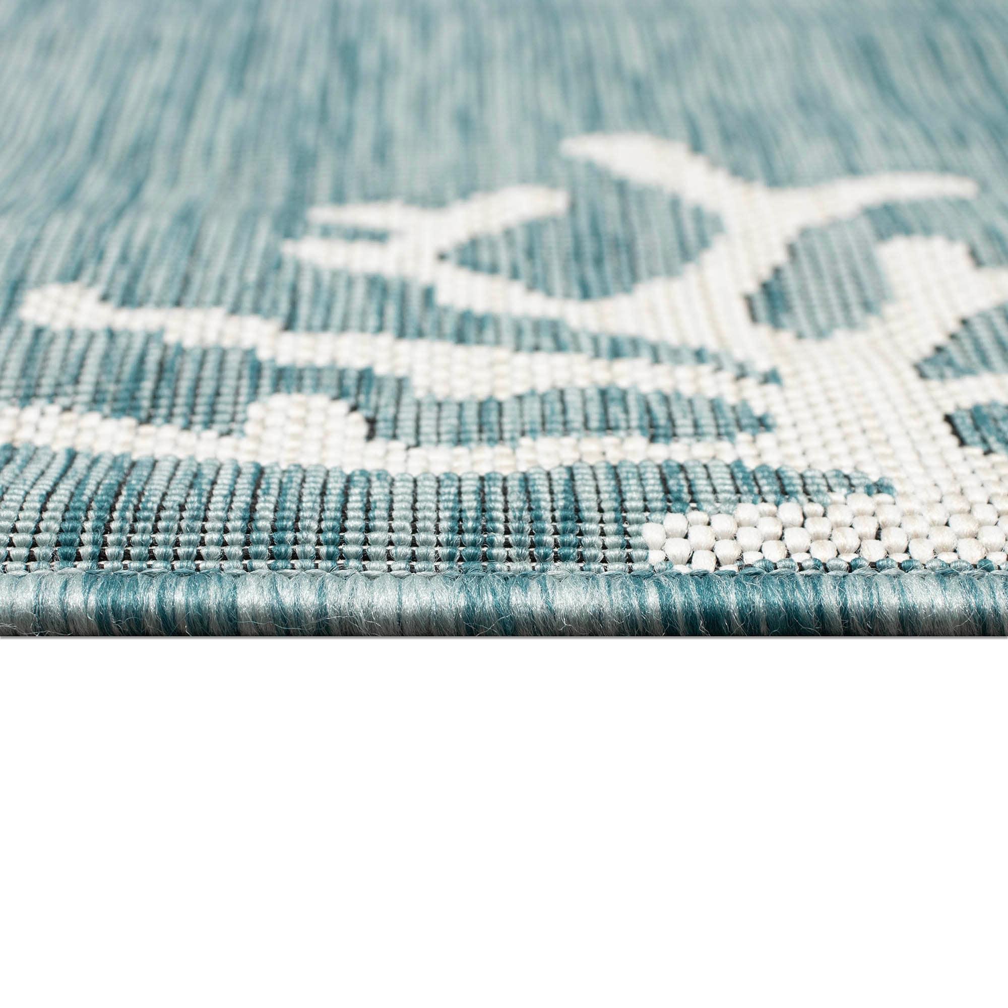 Liora Manne Carmel Coral Border Indoor/Outdoor Rug Aqua 3'3" x 4'11"