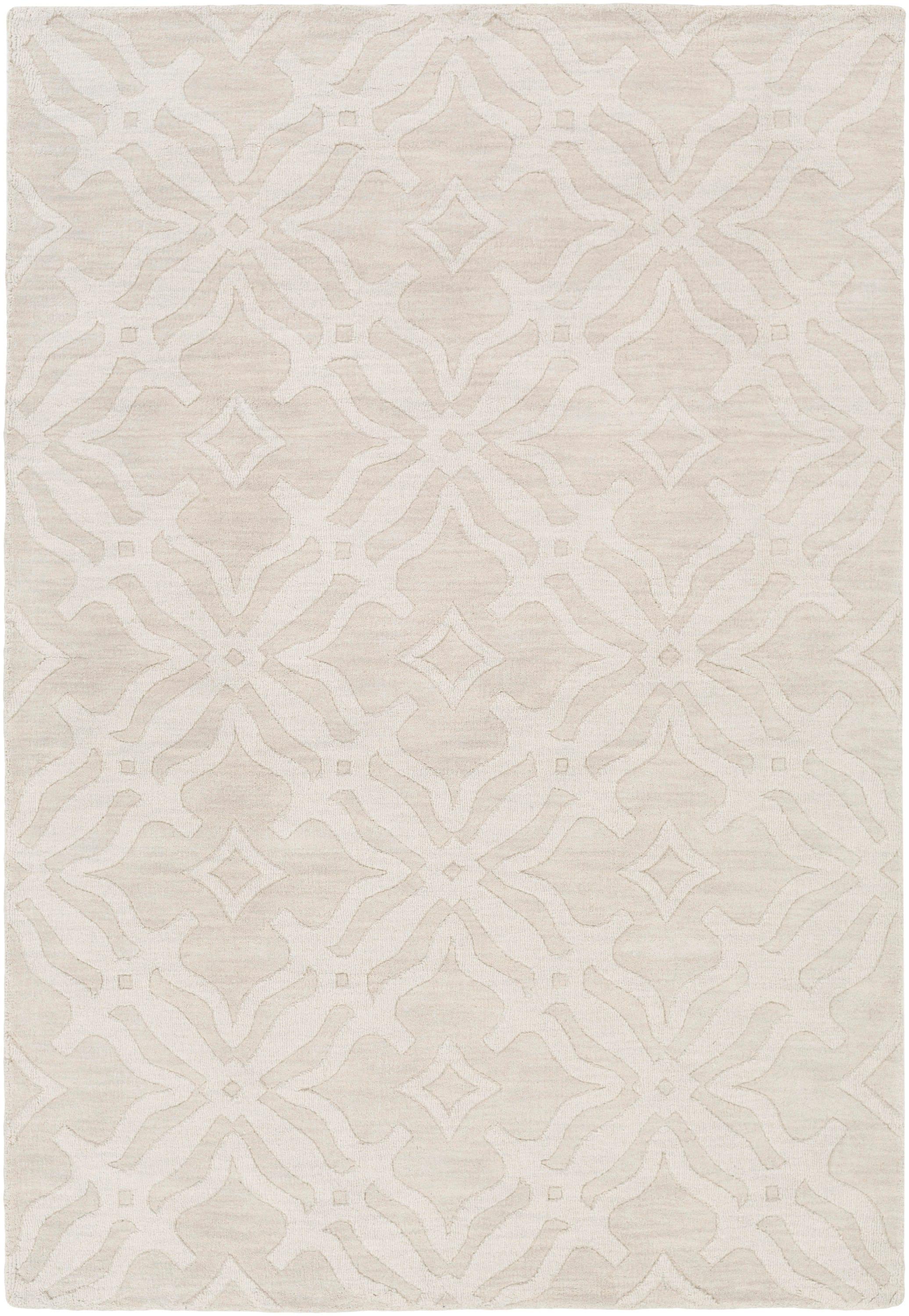 Ivory Tufted Handmade Wool Rectangular Rug 2' x 3'