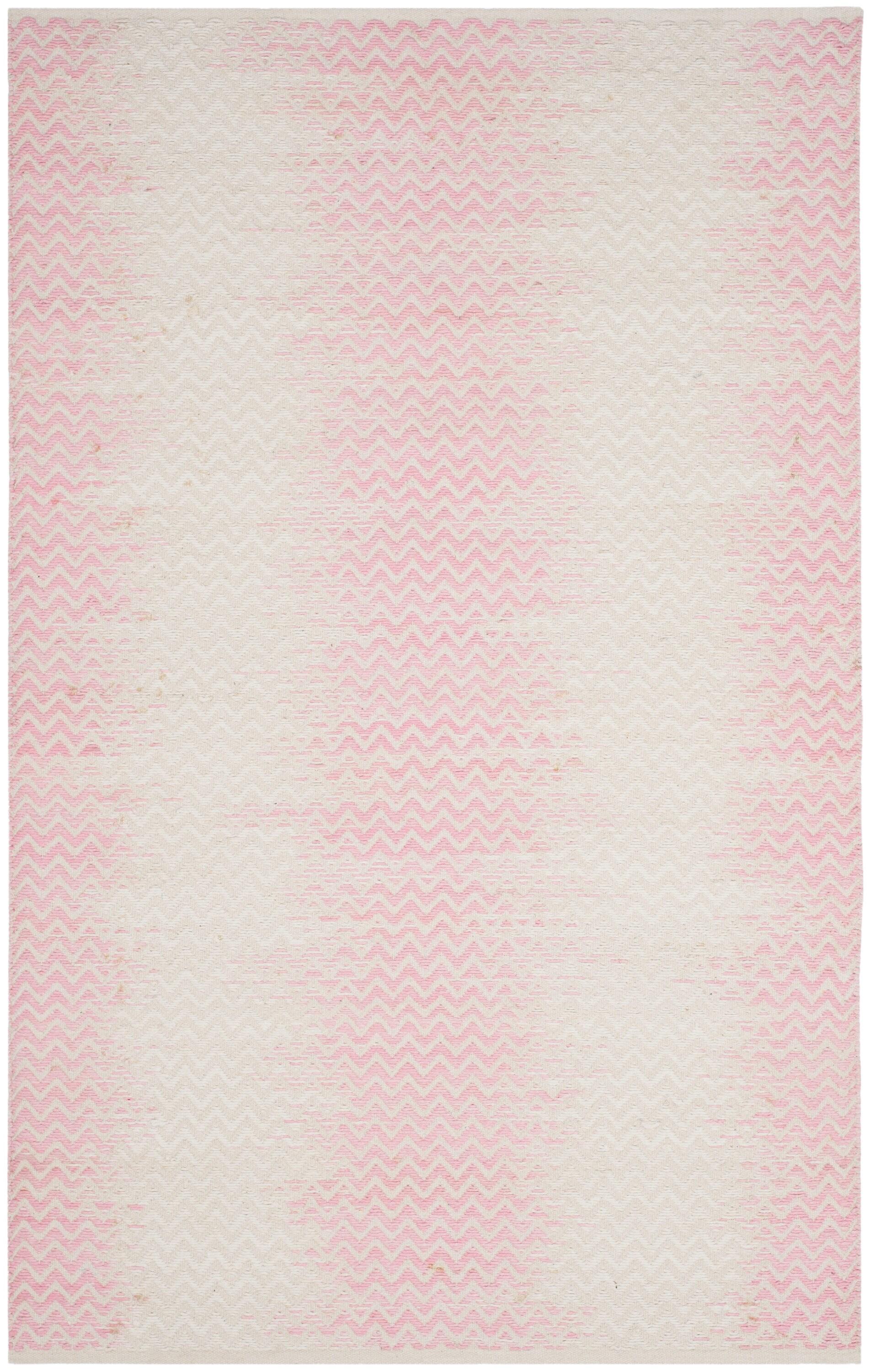 Cotton Kilim KLC121 Hand Woven Area Rug - Light Pink/Ivory - 4'x6' - Safavieh