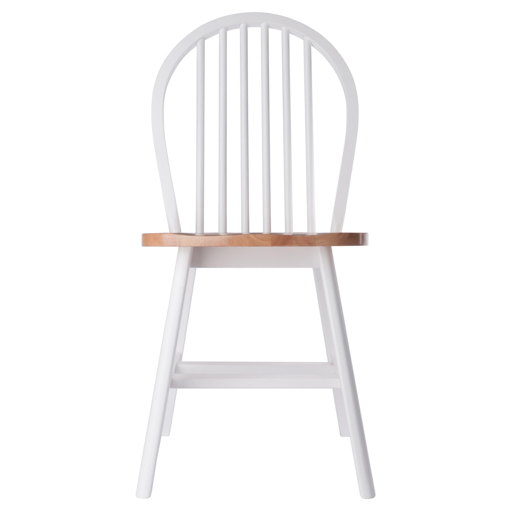 Winsome 2pc Windsor Chair Set Natural/White : Wood Frame, Spot Clean, Transitional Style, No Tools Assembly