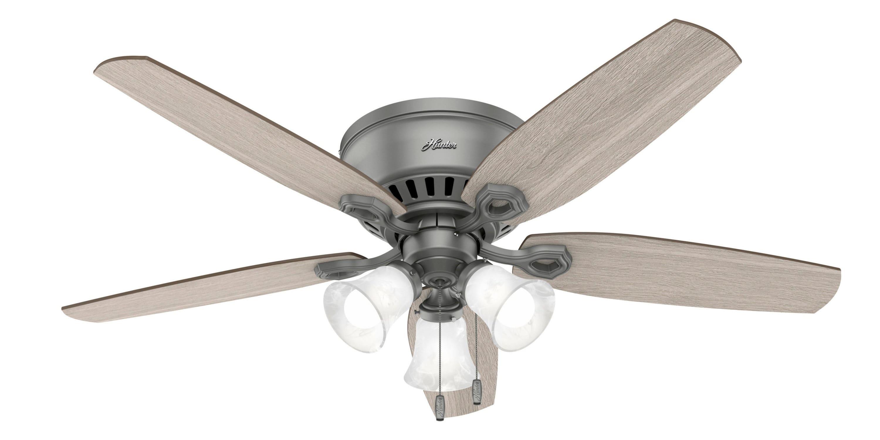 Builder Low Profile 52" 5 - Blade Flush Mount Ceiling Fan with Lights and Pull Chains