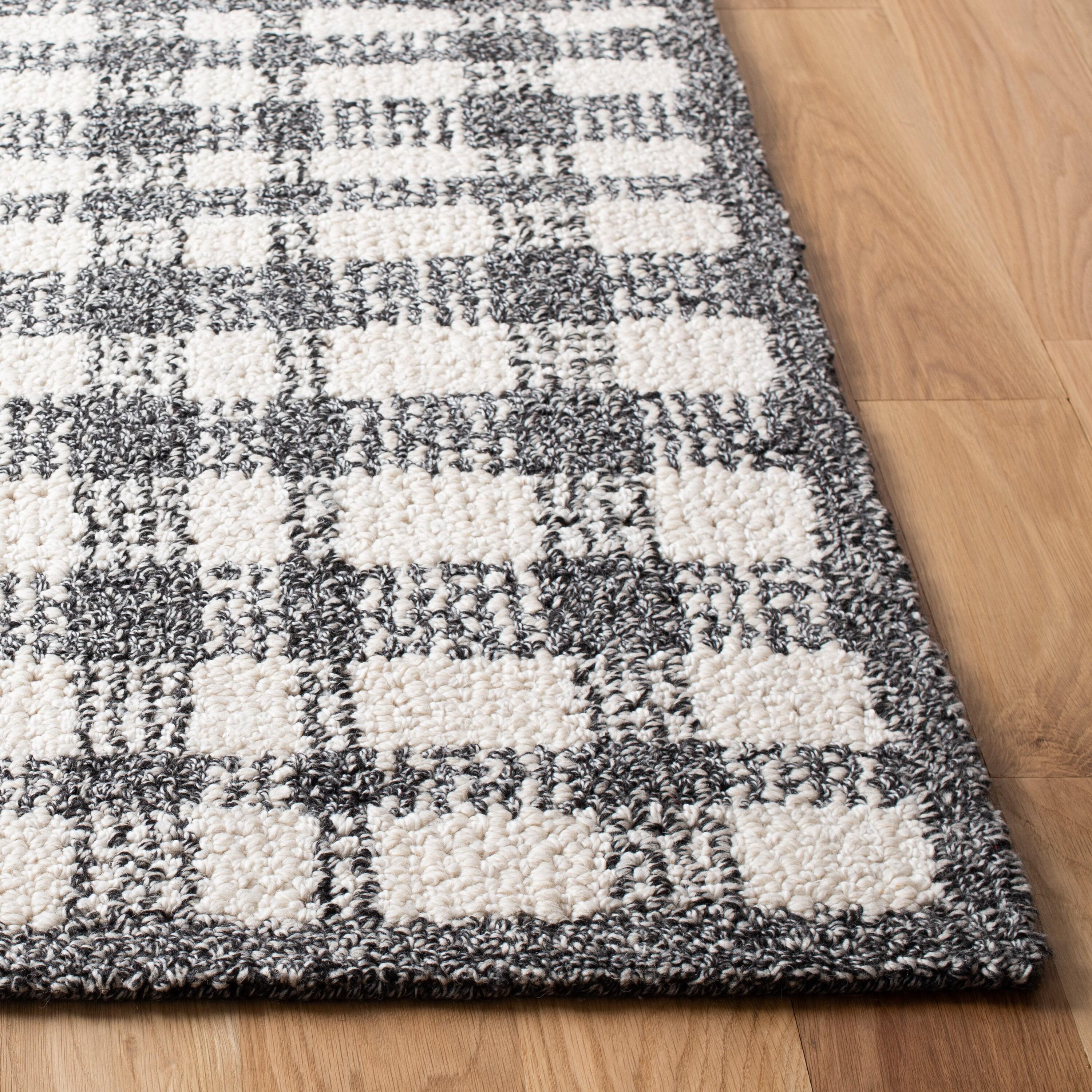 SAFAVIEH Abstract Aleta Trellis Area Rug, Ivory/Black, 6' x 6' Square