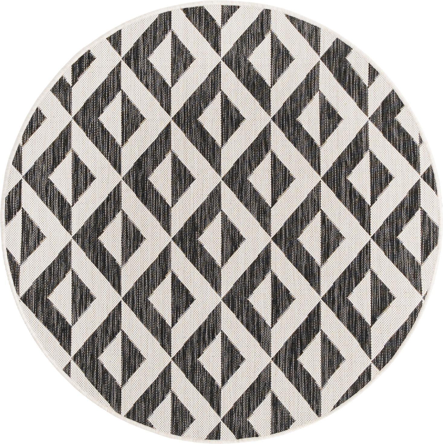 Jill Zarin 4' 0 x 4' 0 Round Indoor/Outdoor Charcoal Gray Area Rug
