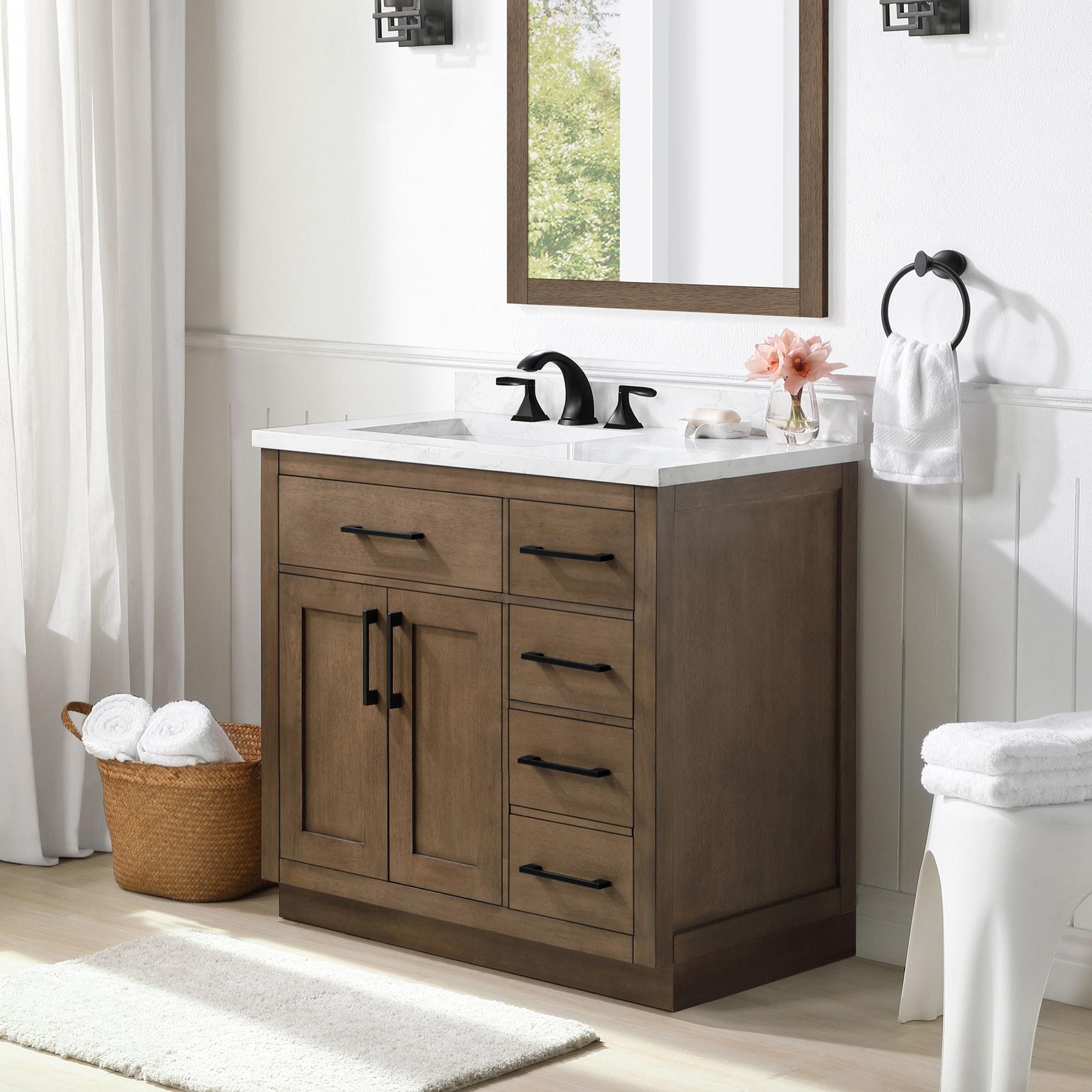 OVE Decors Athea 36 in. W Bath Vanity with Premium Countertop and Power Bar