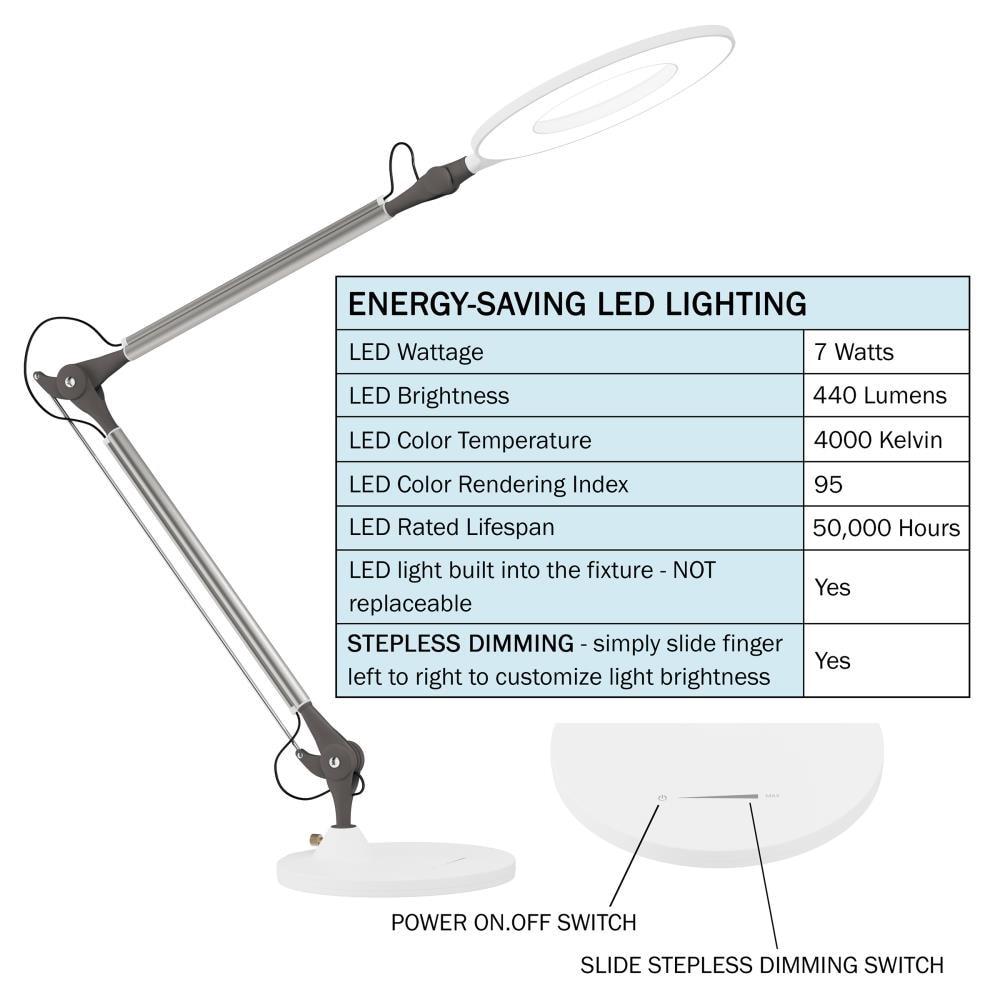 Hastings Home Adjustable Swing Arm LED Desk Lamp for Home Office (White)