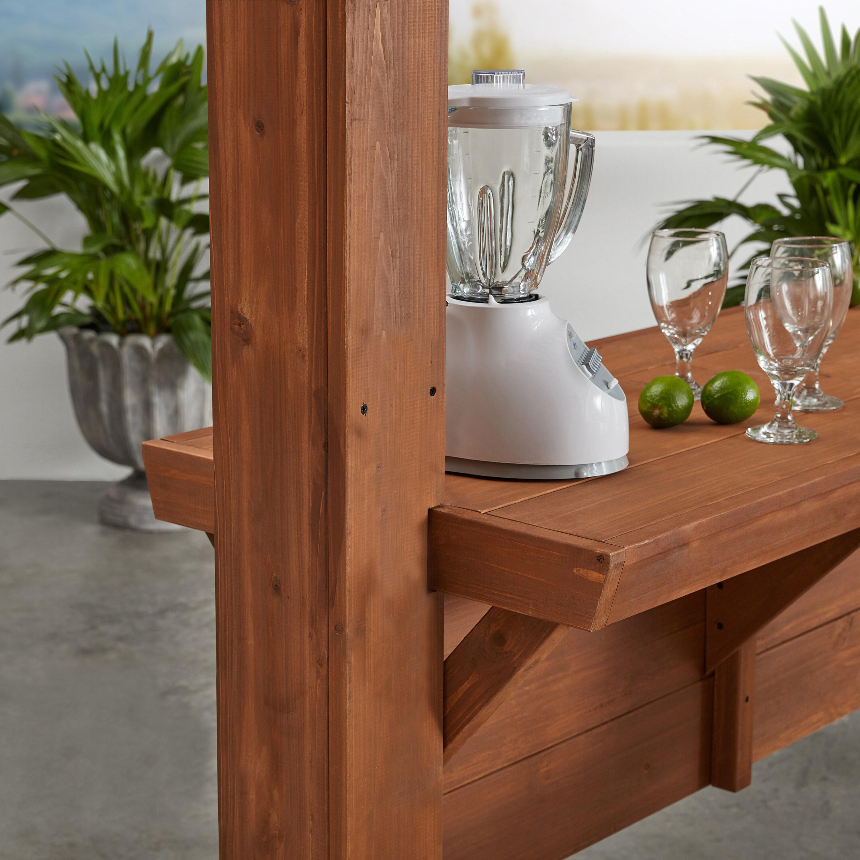 Ashland 14 ft x 10 ft Brown Cedar Wood Outdoor Pergola with Bar
