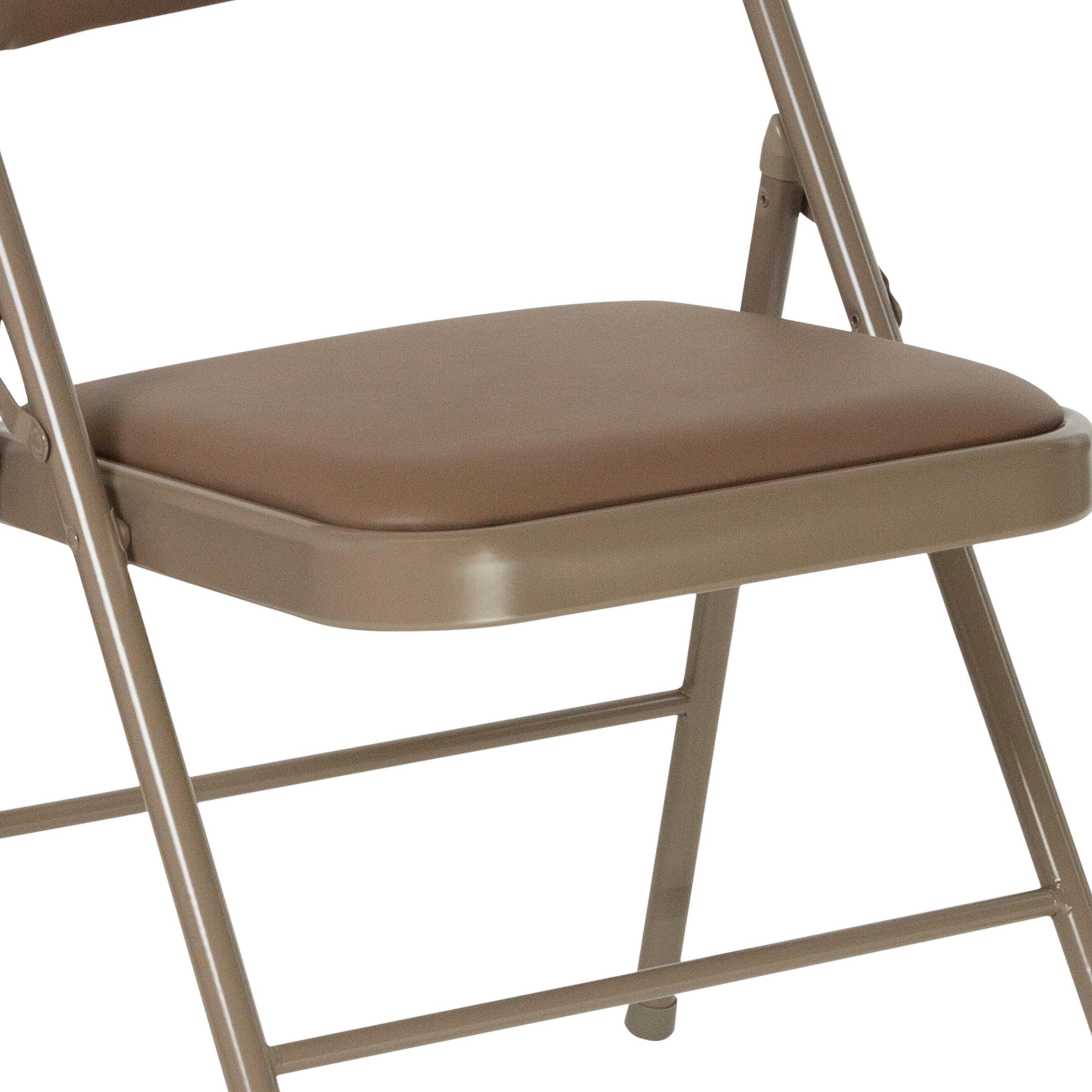 Flash Furniture 4 Pack HERCULES Series Double Braced Beige Vinyl Folding Chair