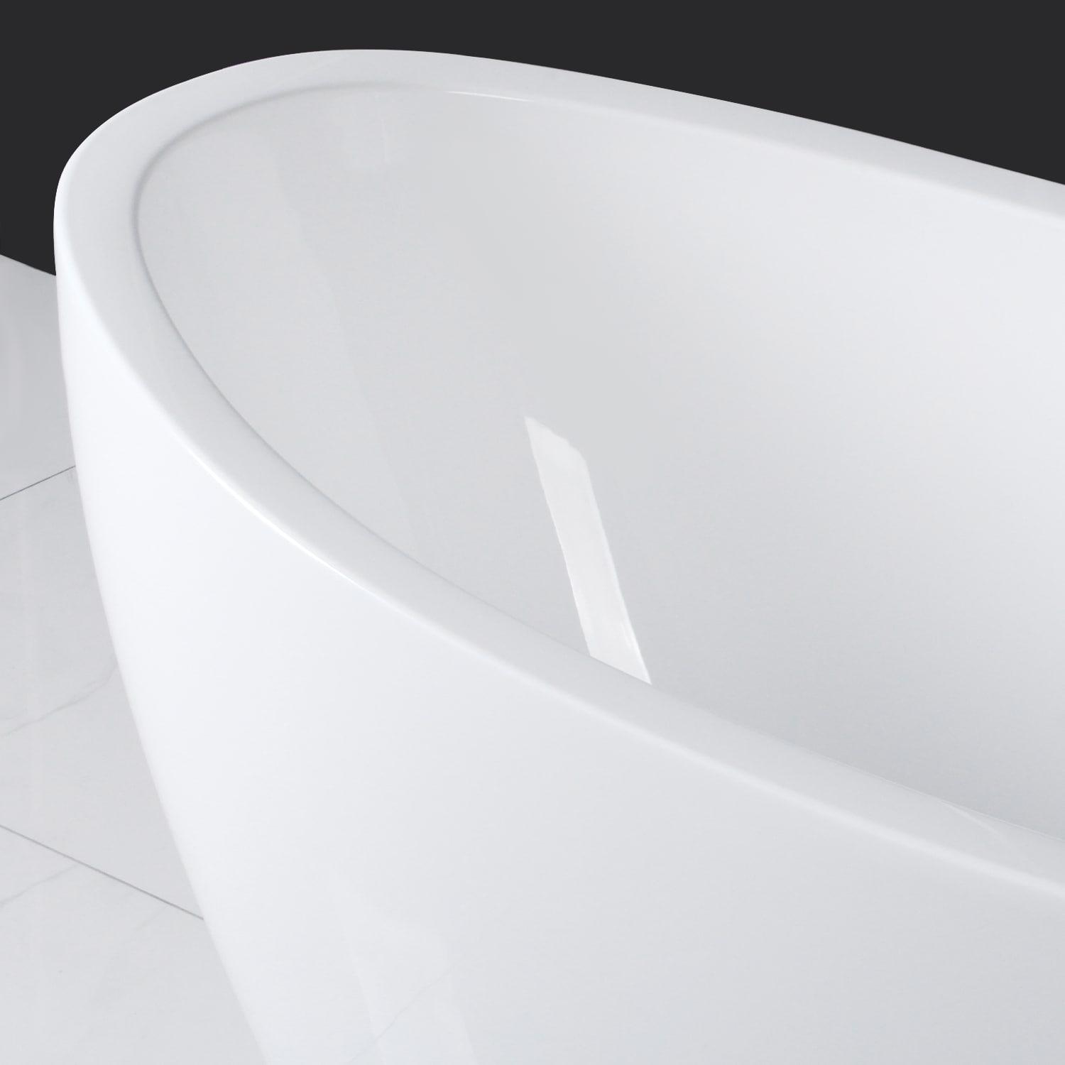 Naha Freestanding Soaking Acrylic Bathtub with Drain