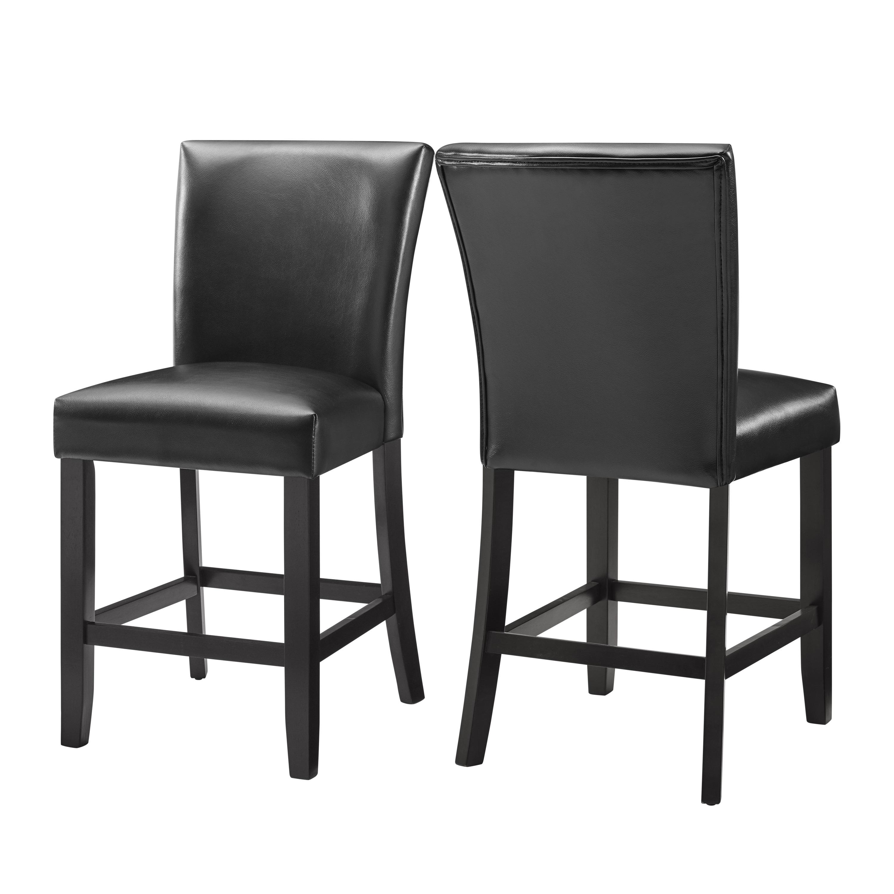26" Set of 2 Carrara Counter Height Barstools Black - Steve Silver Co.: Upholstered, Rubberwood Frame, Floor Protectors