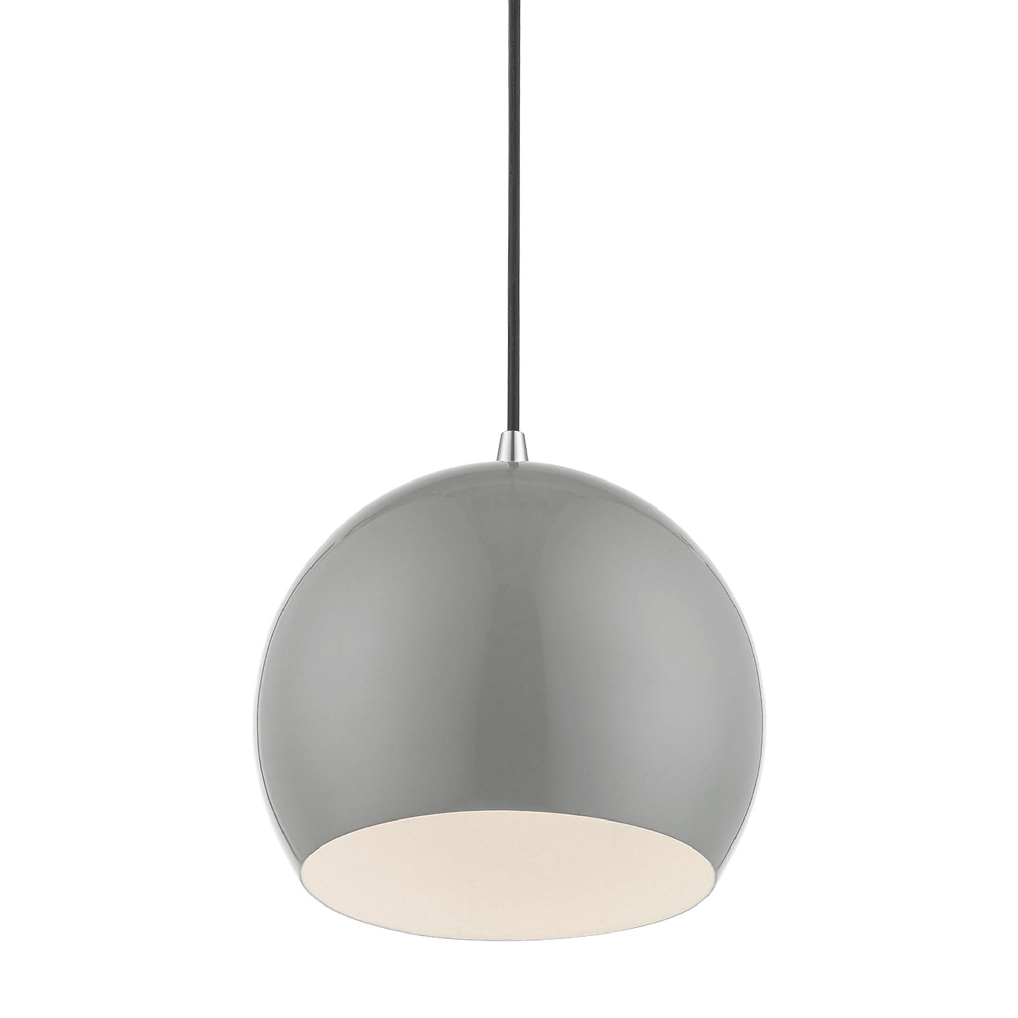 Livex Lighting Piedmont 1 - Light Pendant in  Shiny Light Gray/Polished Chrome